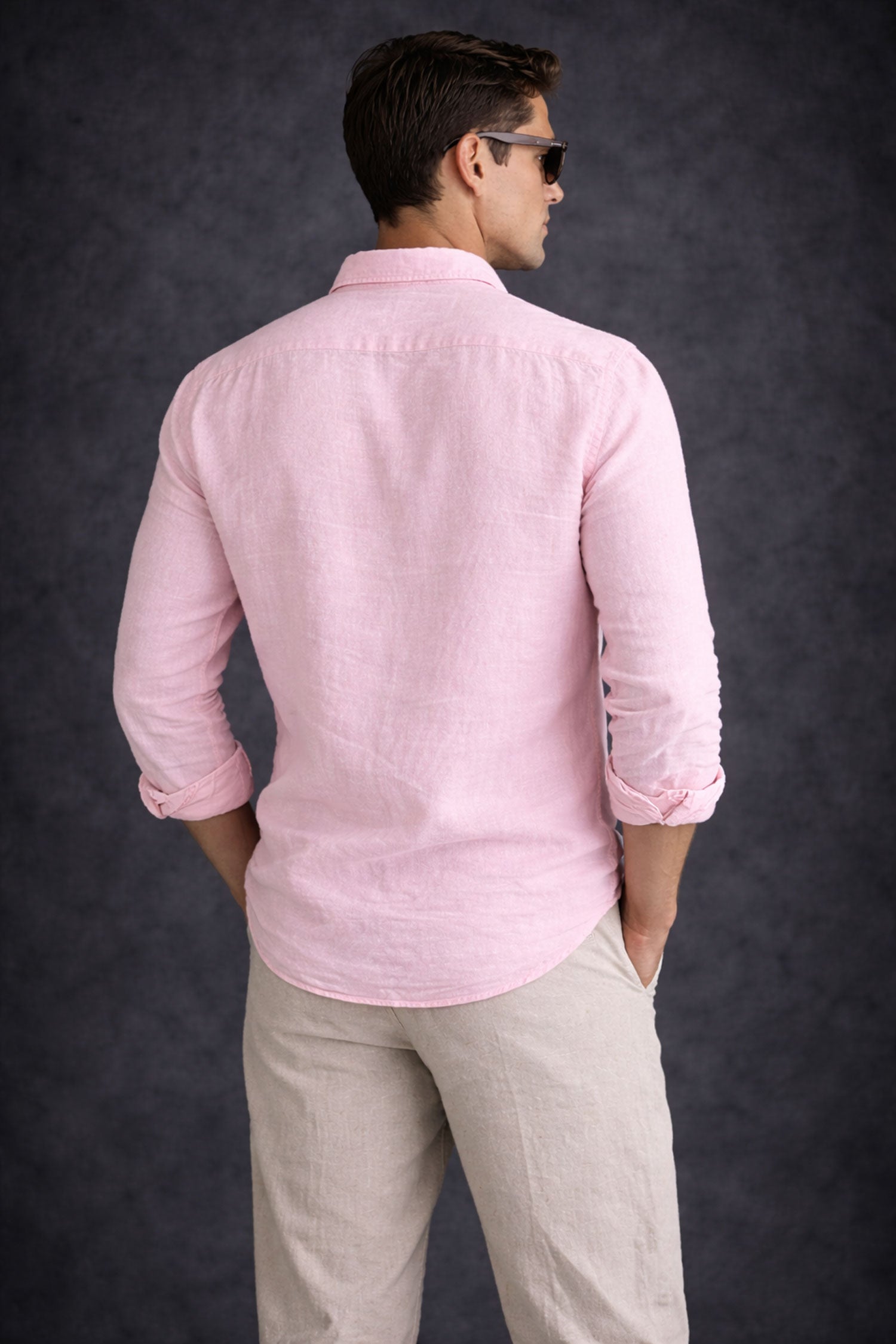 Men Linen Shirt- Light Pink