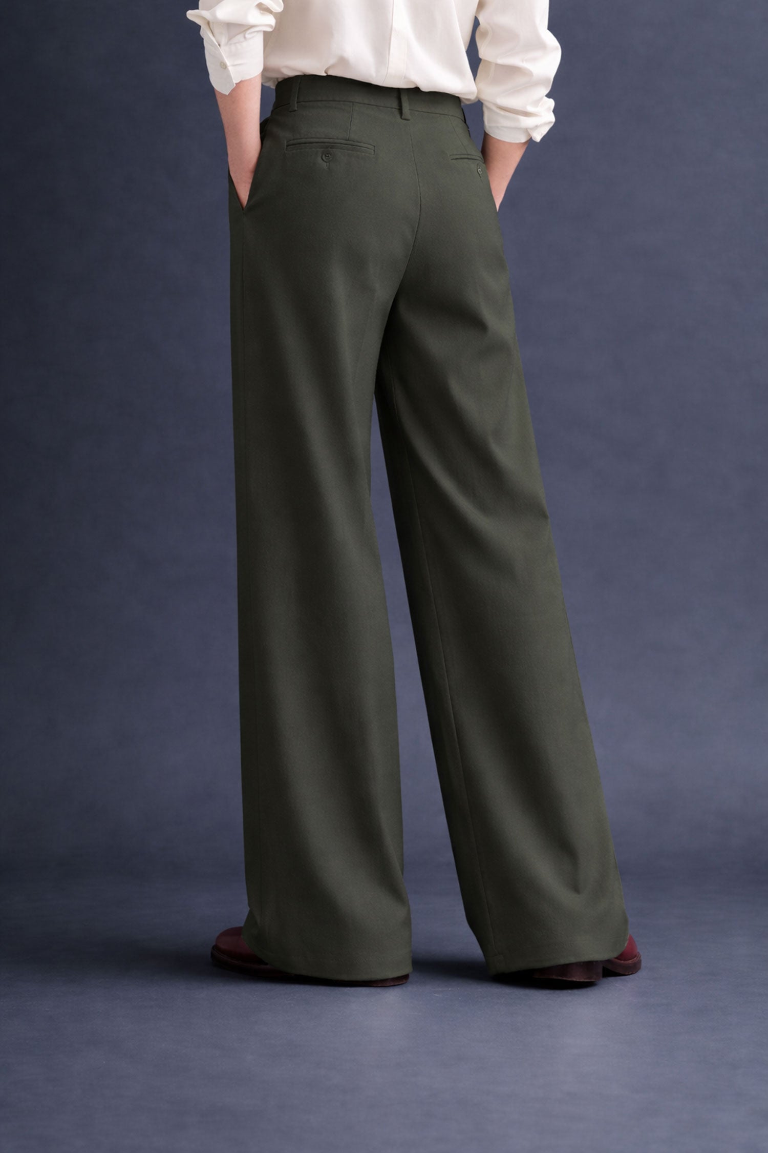 Wide Leg Pants-Dark Olive