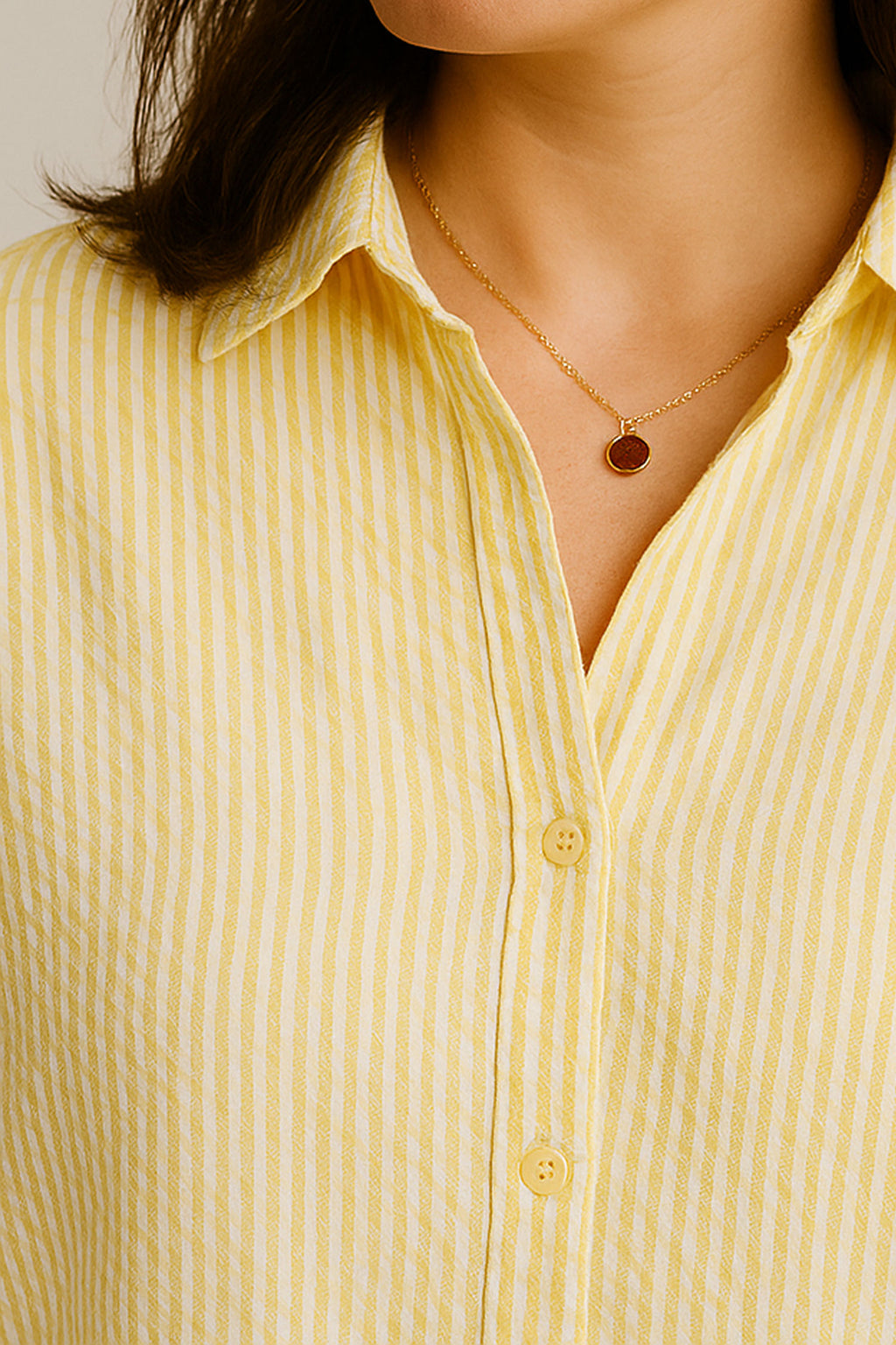 Seersucker Shirt Yellow Striped