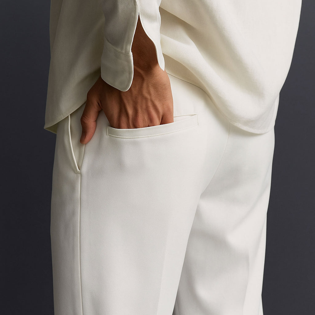 Men Straight Fit Trouser-White