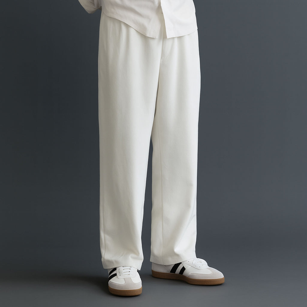 Men Straight Fit Trouser-White