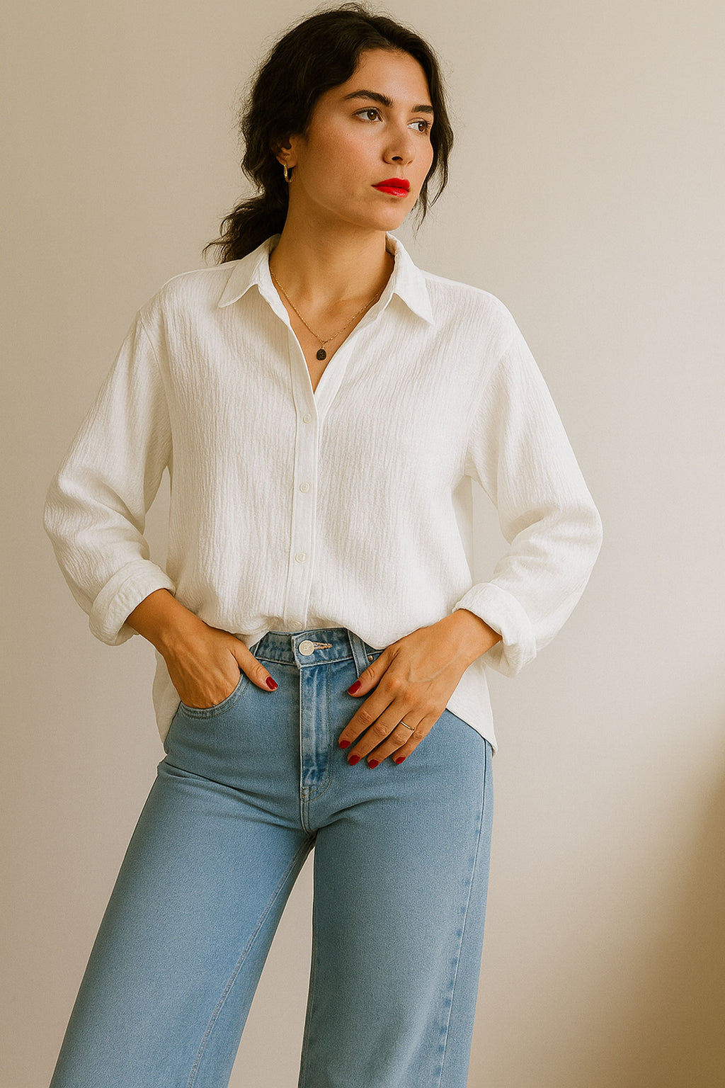 Oversize Texture Shirt White