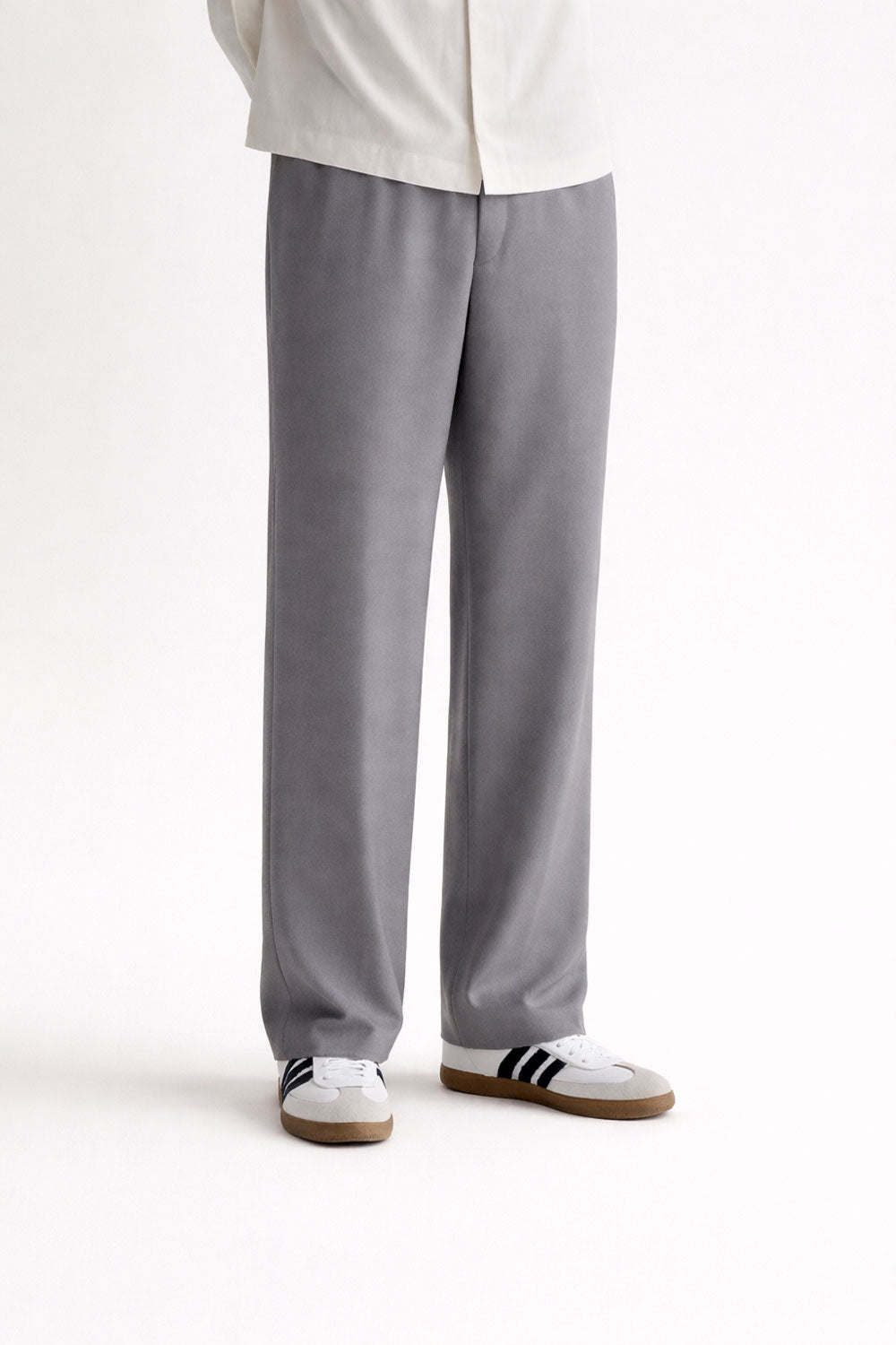 Men Straight Fit Pants- Light Grey