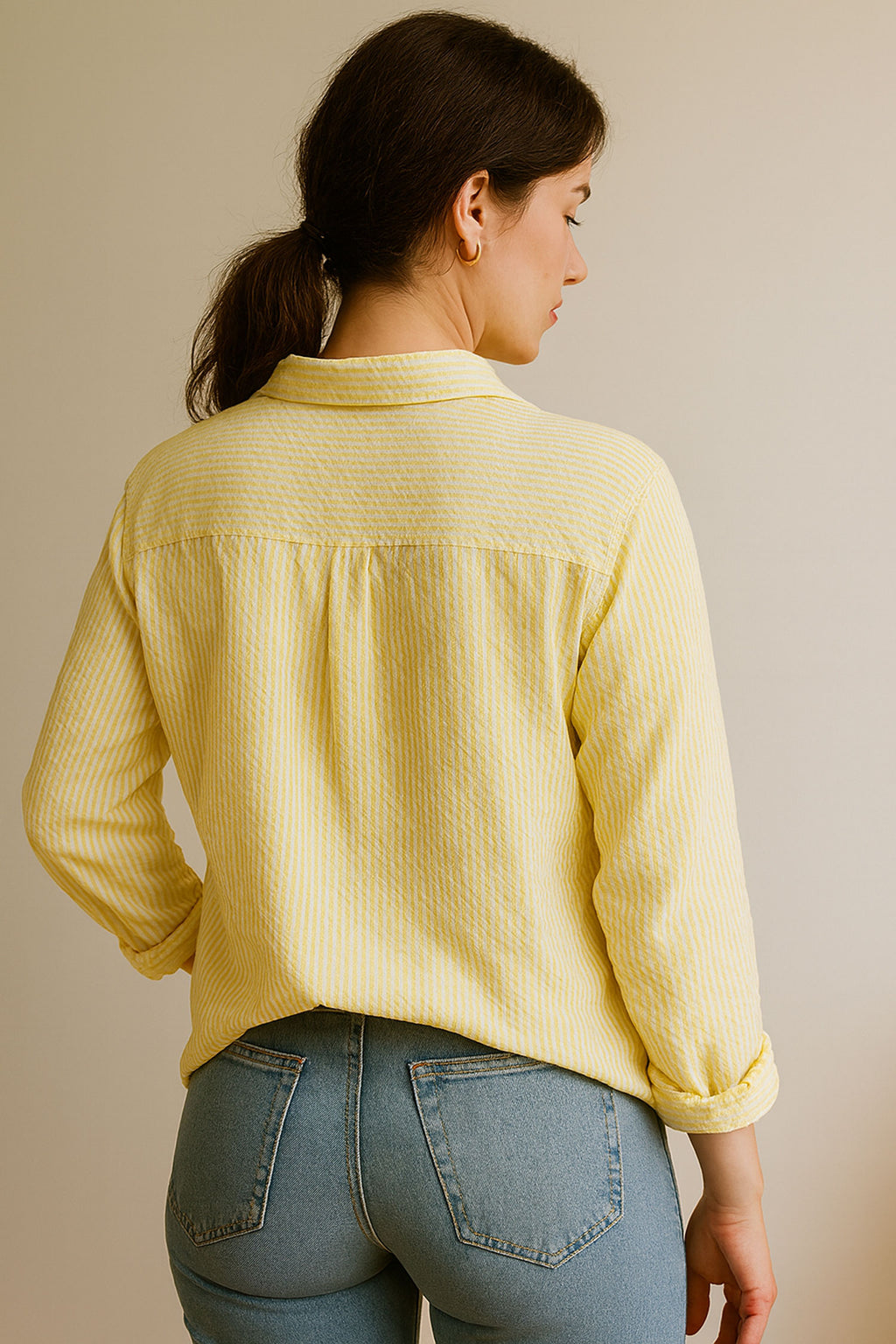 Seersucker Shirt Yellow Striped