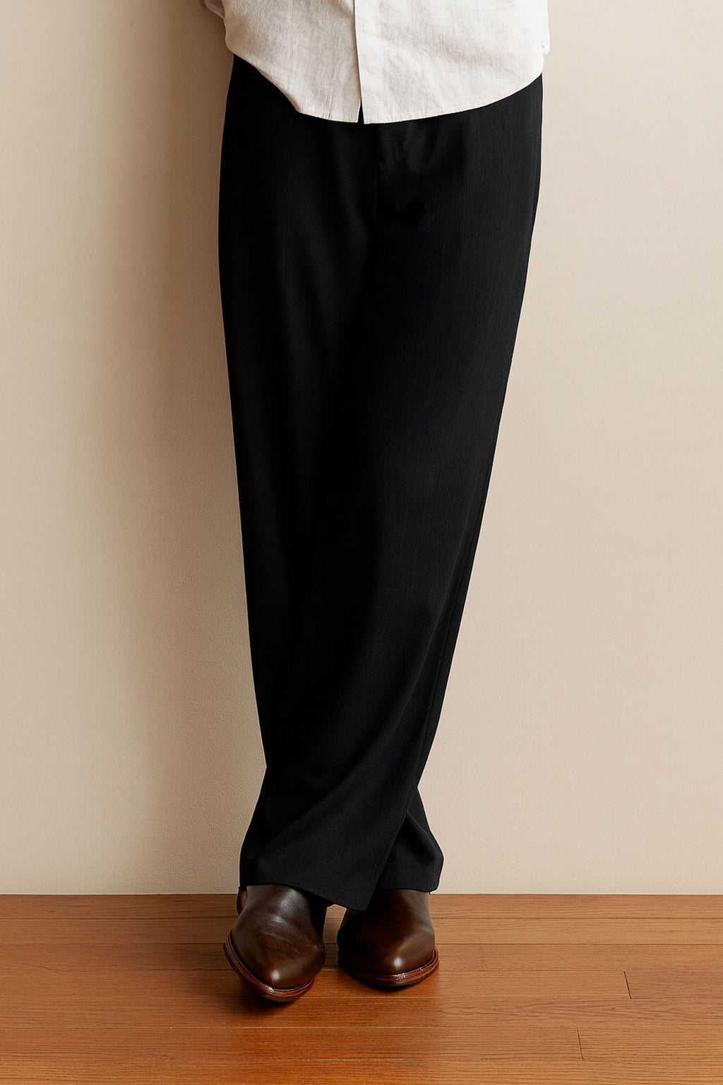 Men Straight Fit Trouser-Black