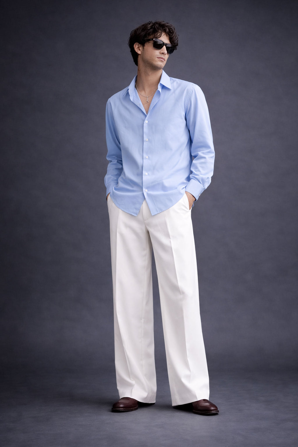 Sky Blue Evening Shirt- Regular Fit