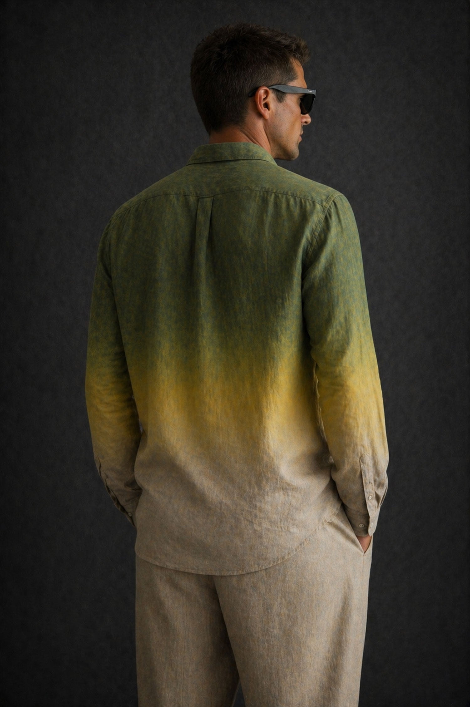 Men Linen Shirt- Ombre
