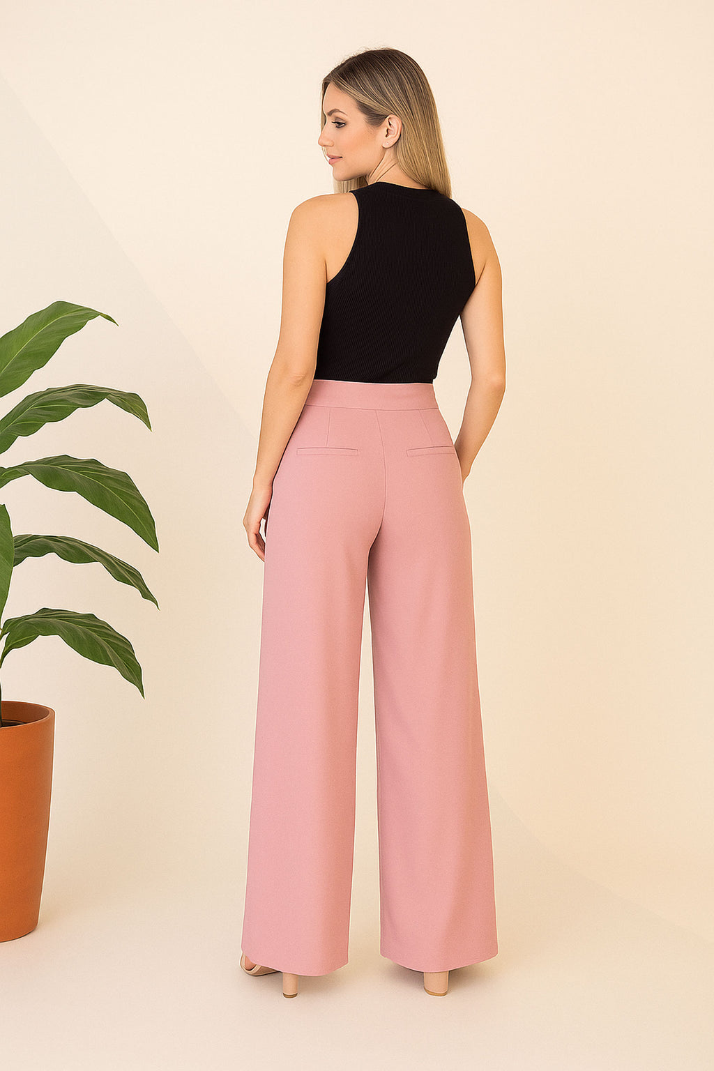 Straight Fit Wide Leg Pants