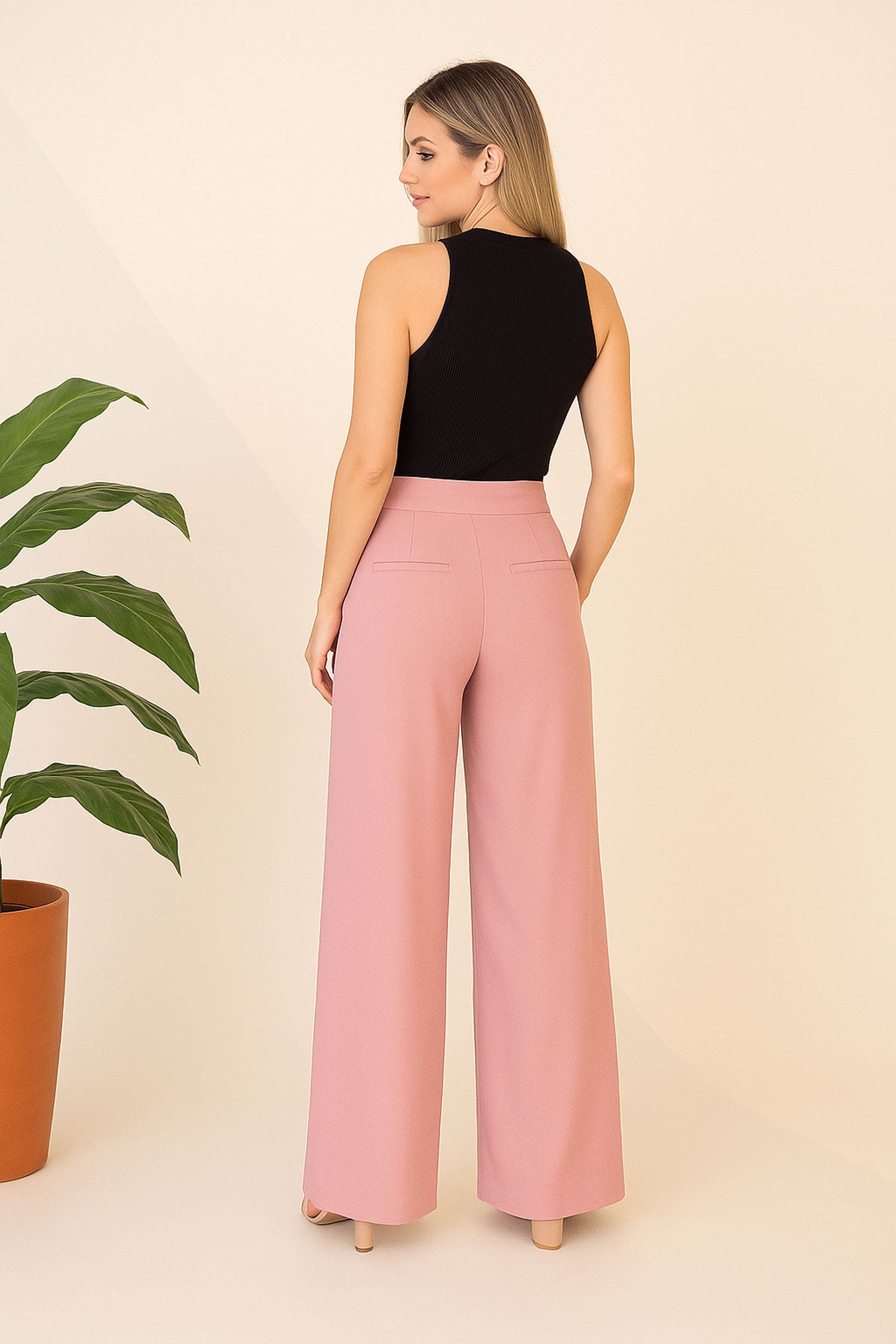 Straight Fit Wide Leg Pants
