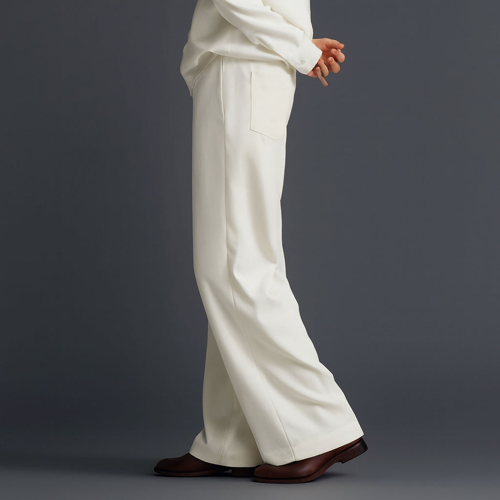 Men Straight Fit Trouser-White