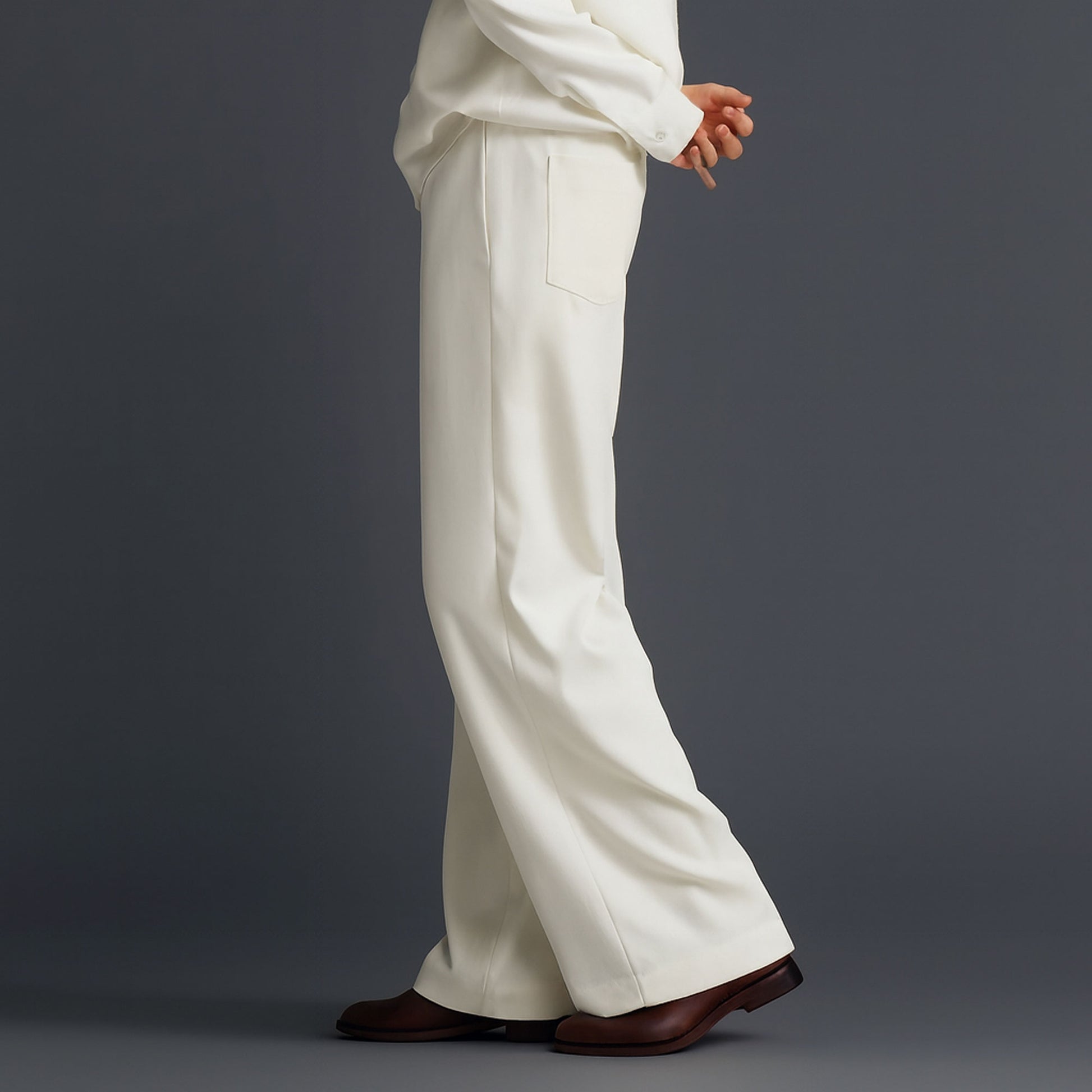Men Straight Fit Trouser-White
