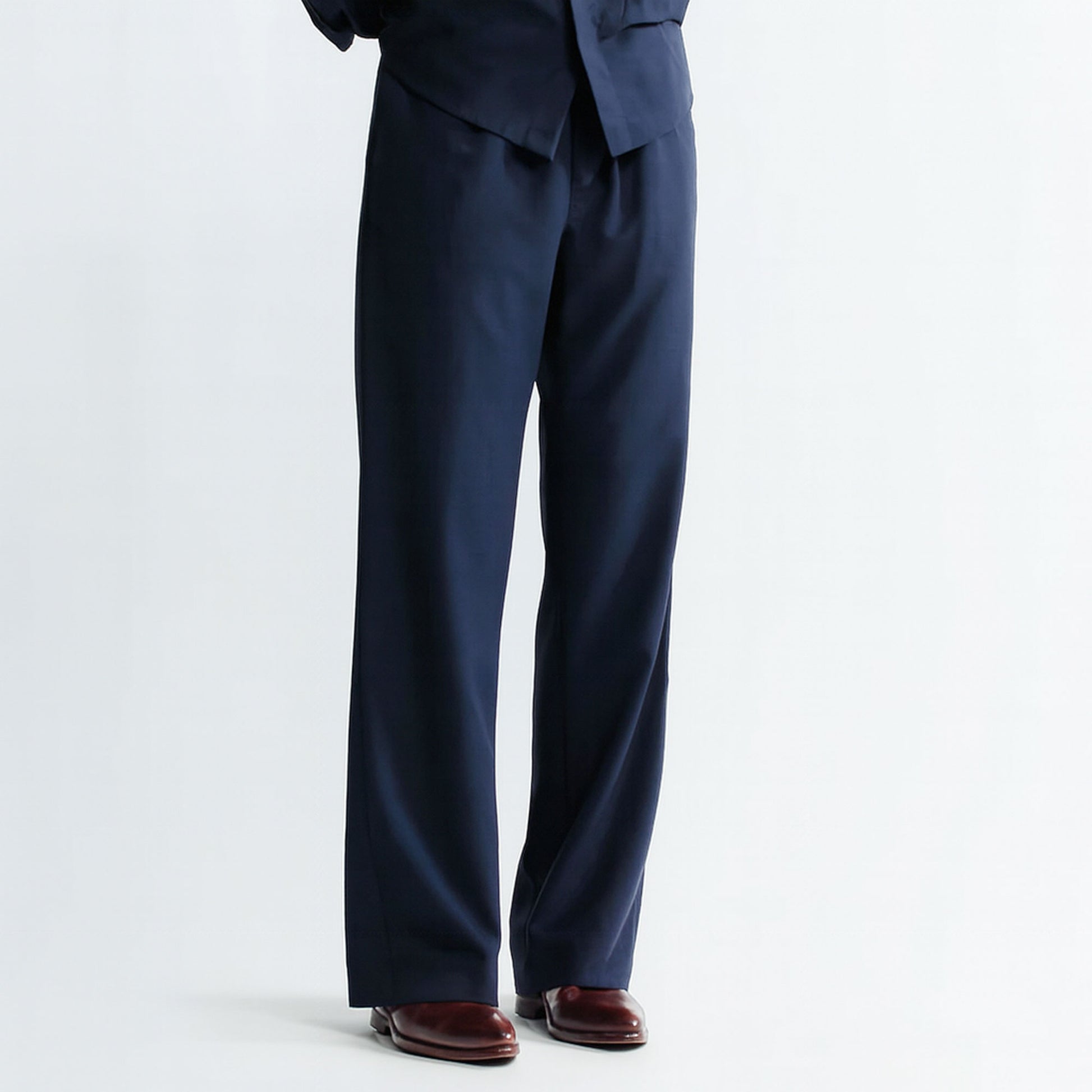 Men Straight Fit Trouser-Navy Blue