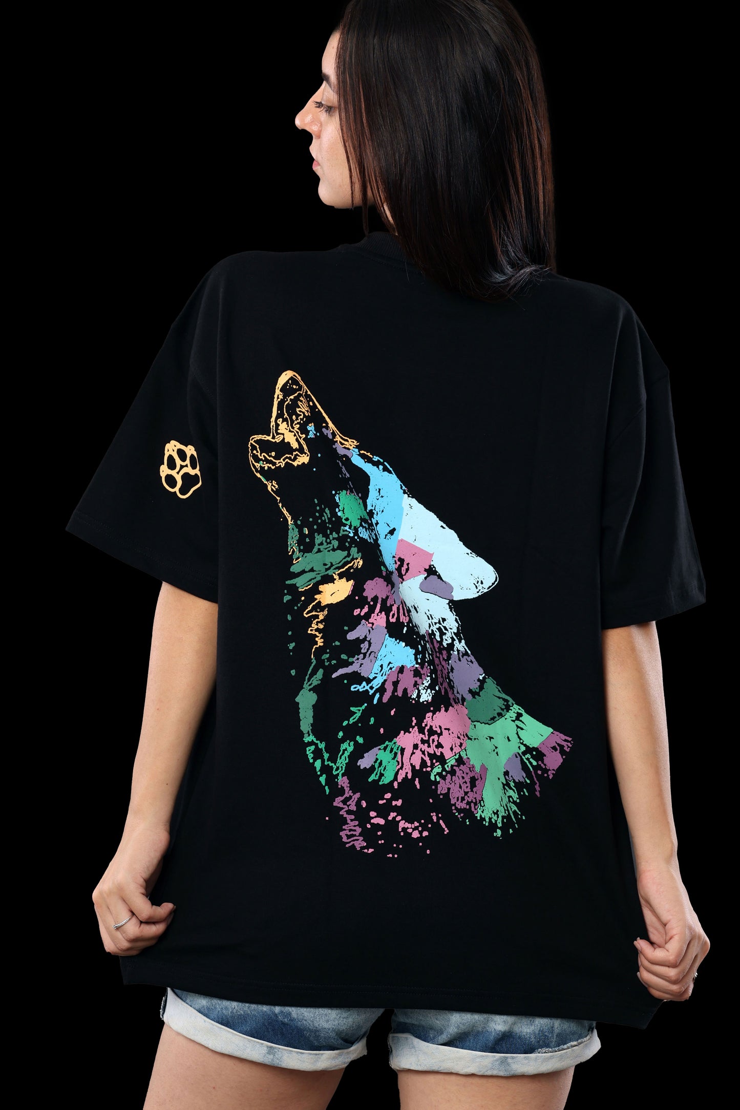 MoonLight Paws Oversize Tshirt - Black