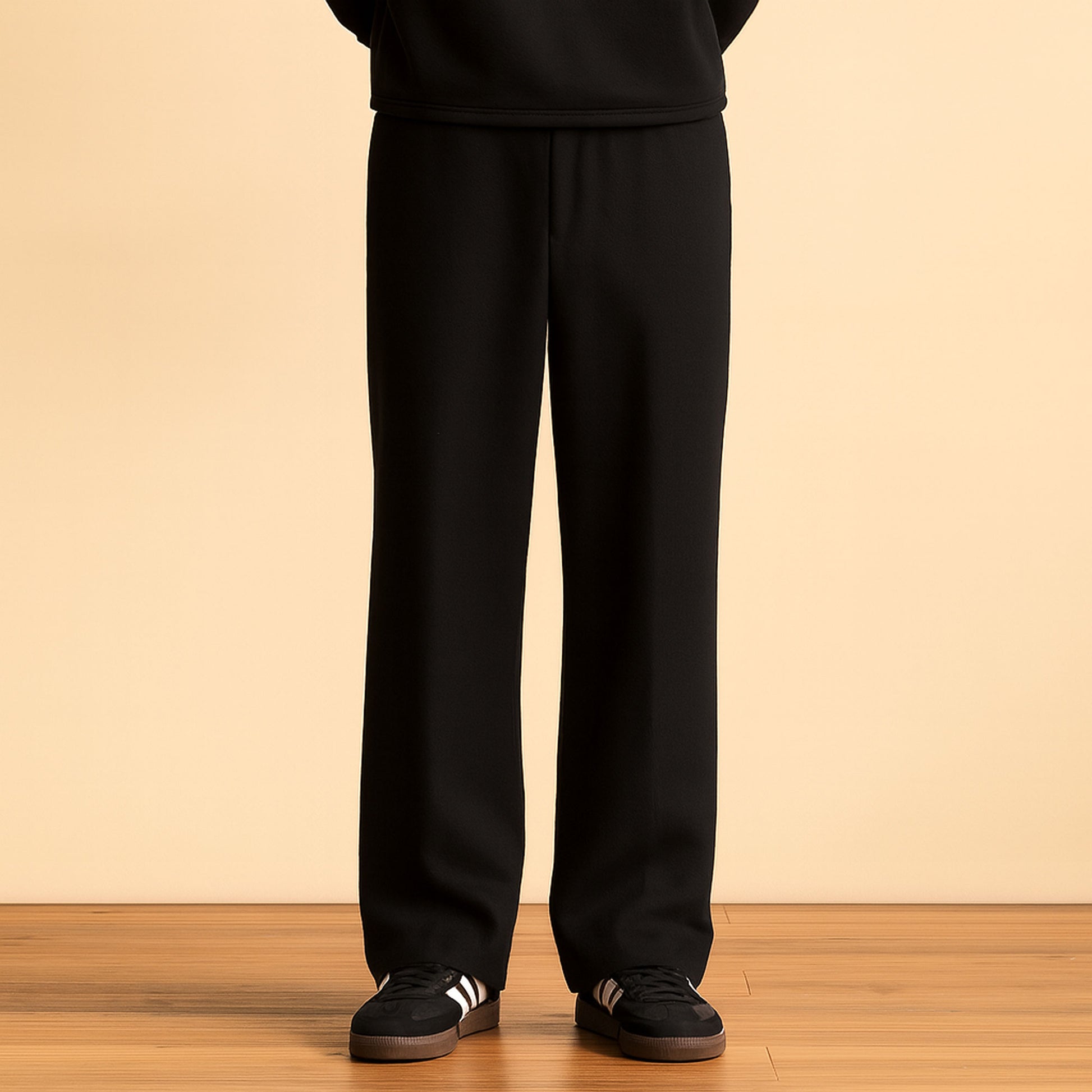Men Straight Fit Trouser-Black