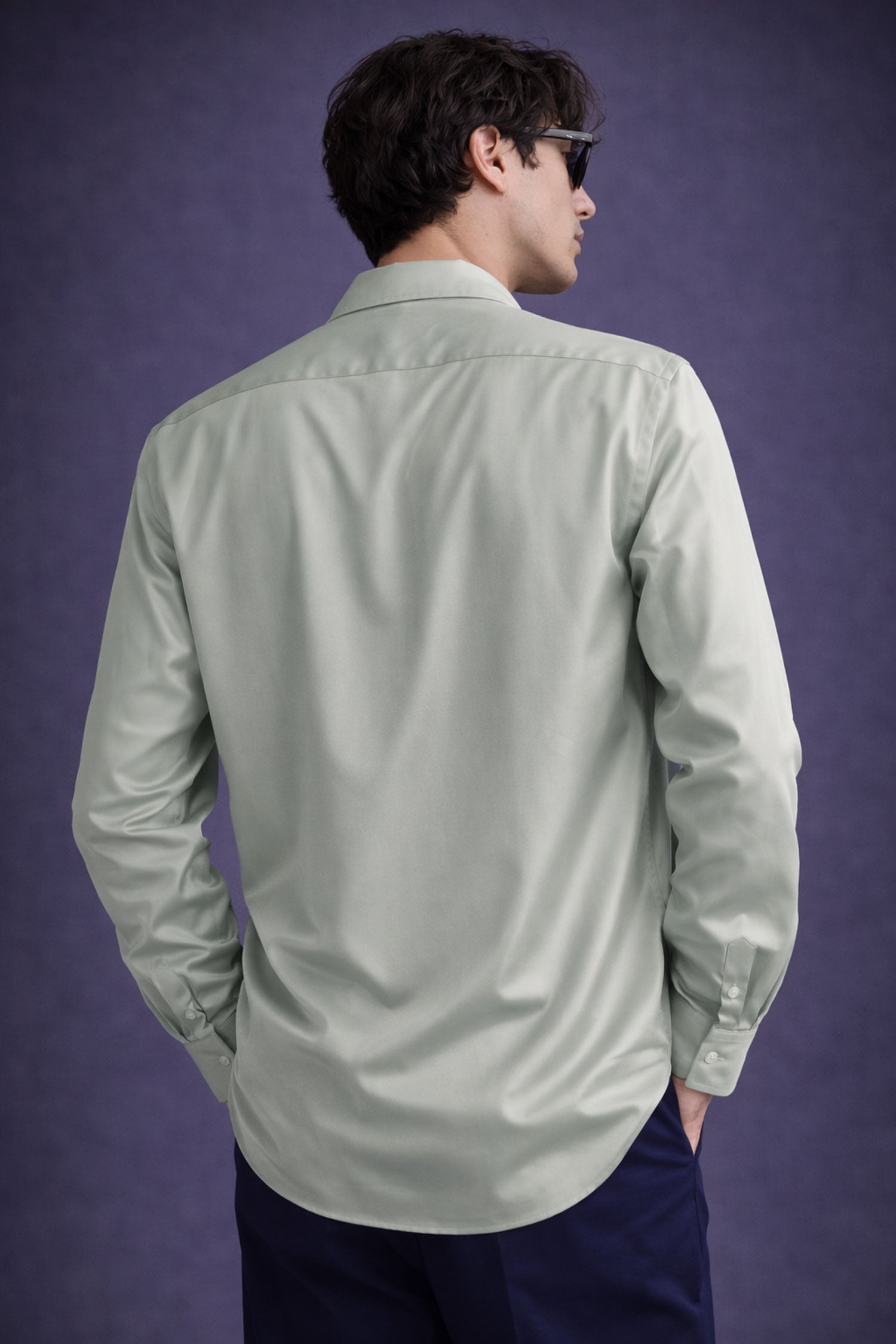Sage Green Evening Shirt- Regular Fit