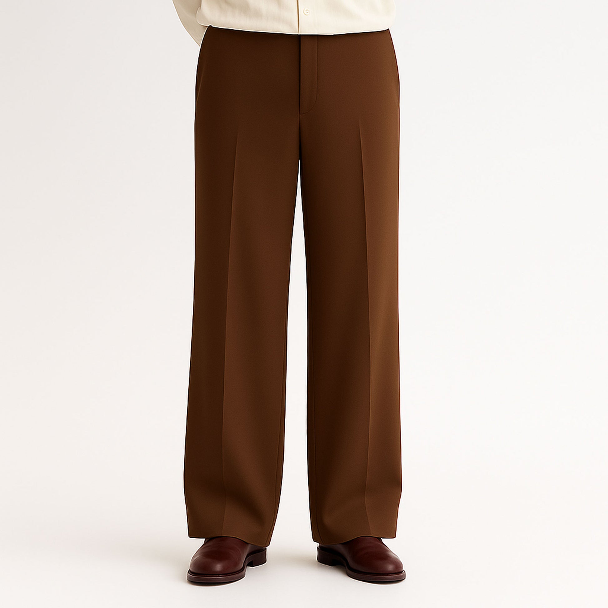 Men Straight Fit Trouser-Brown