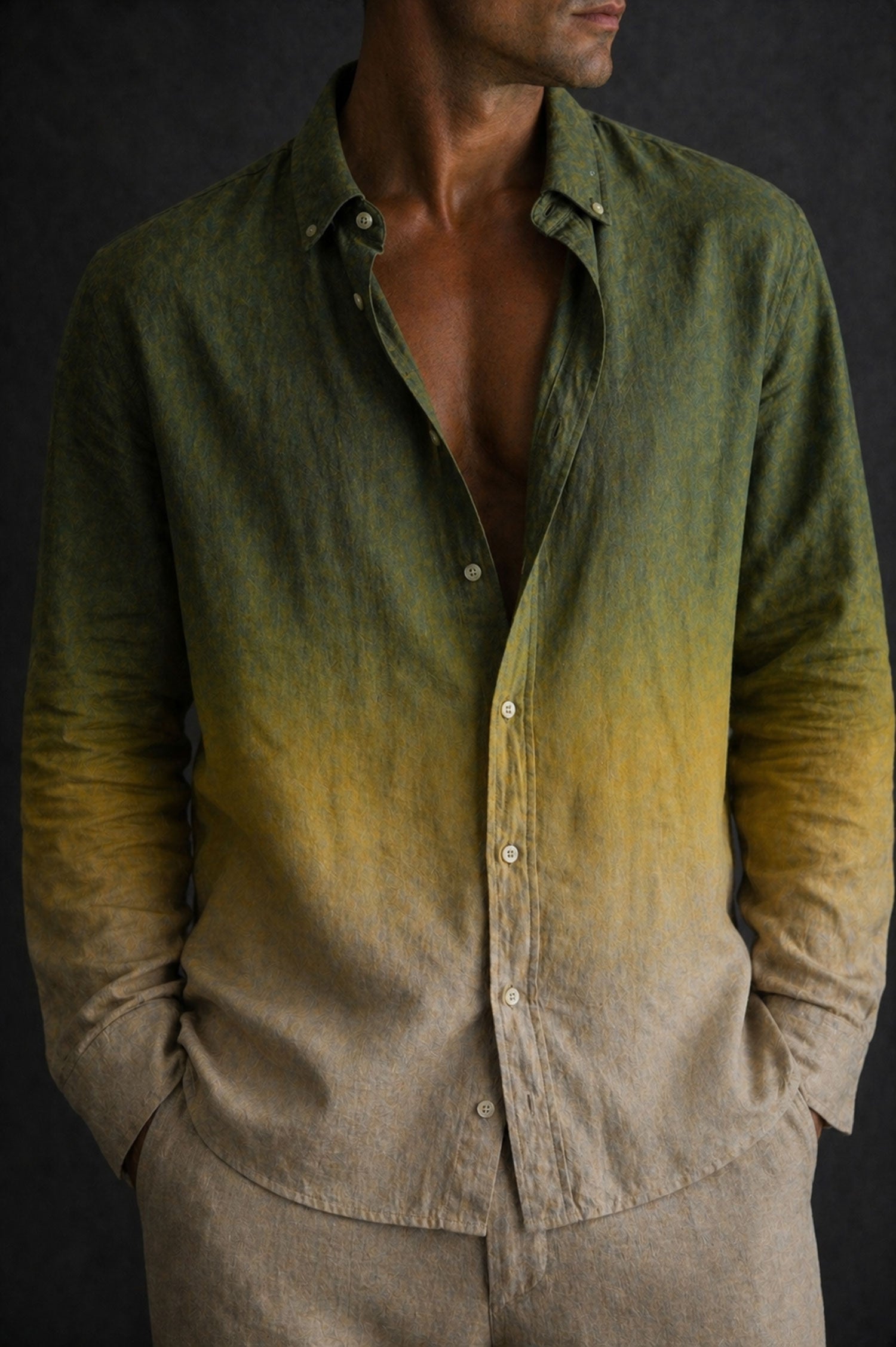 Men Linen Shirt- Ombre