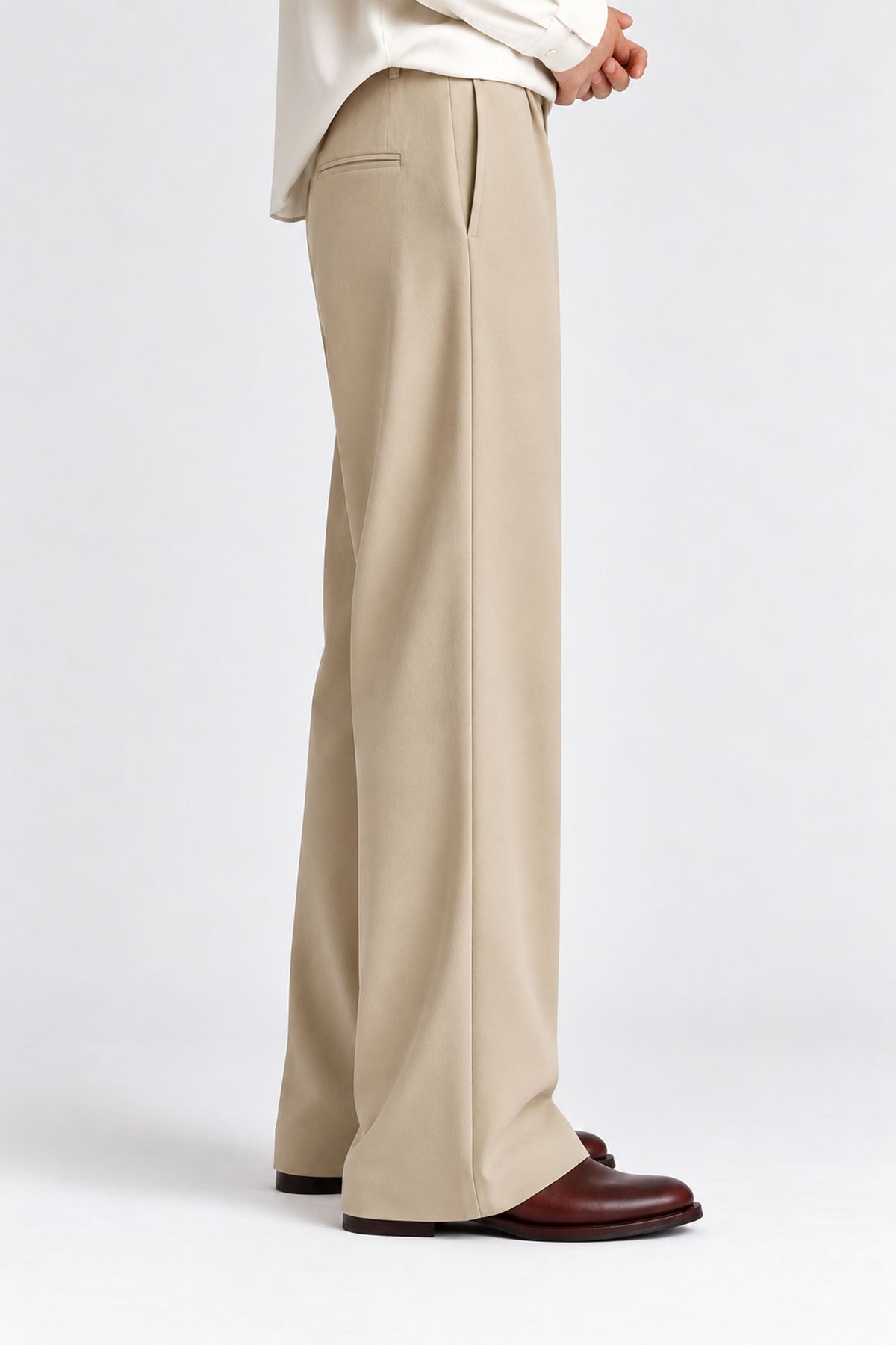 Men Straight Fit Trouser-Beige