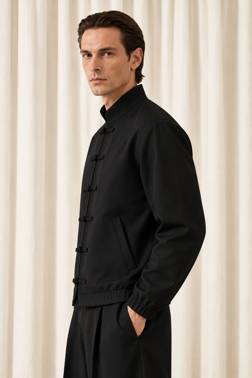 Black Jacket with Knot Closures