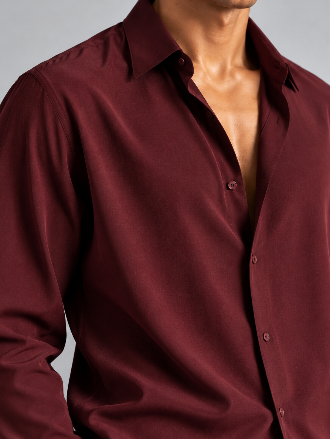 Men Drape Shirt in Wine