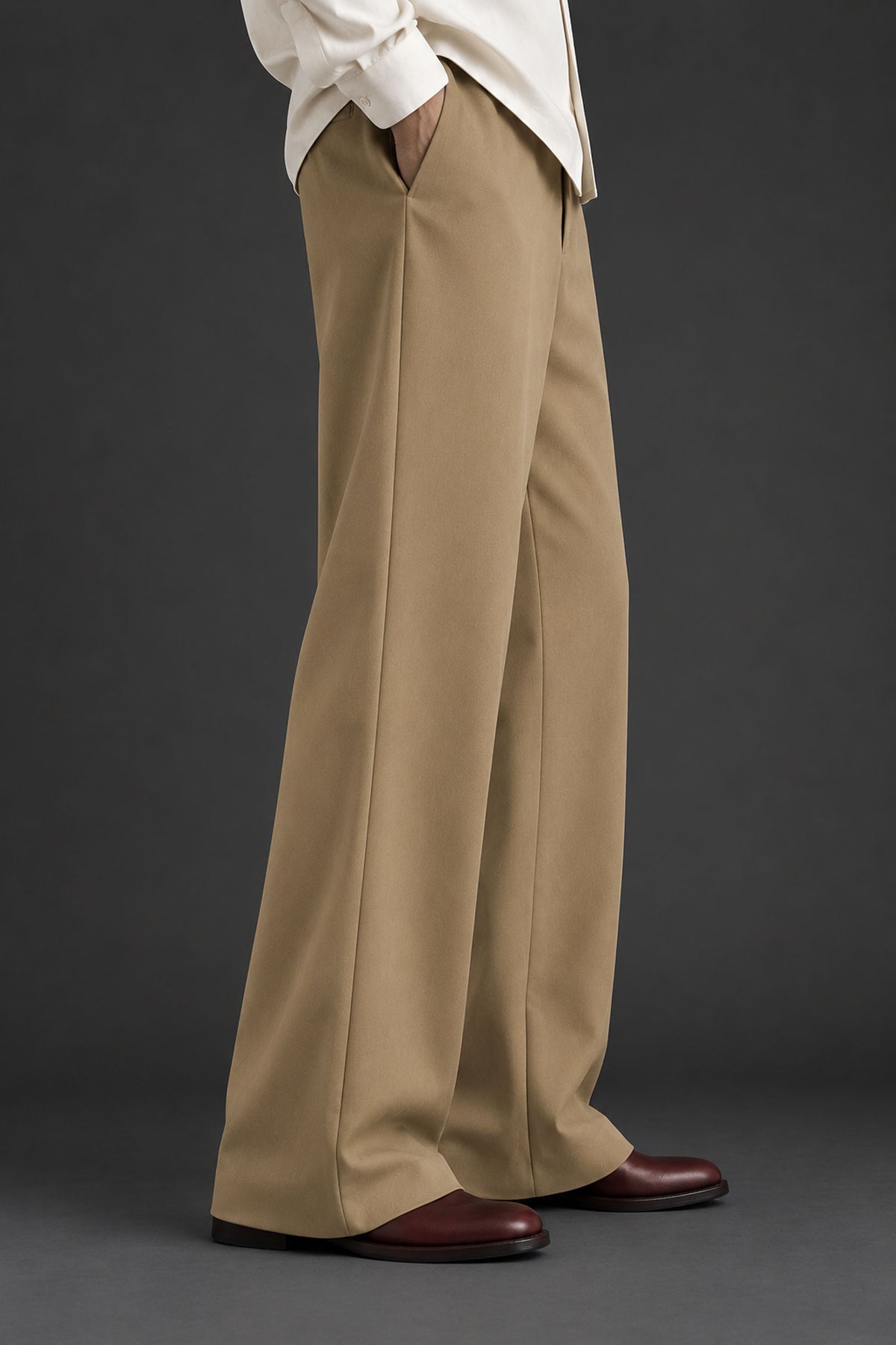 Men Straight Fit Trouser-Camel