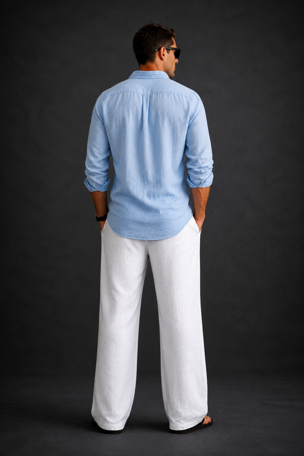 Men Regular Fit Linen Pants-White