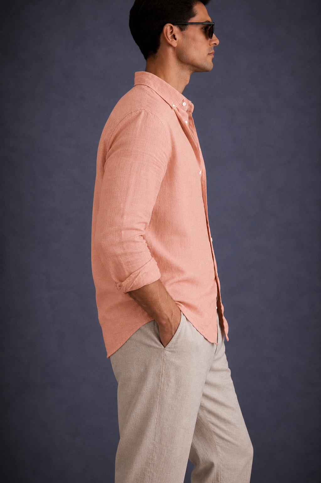 Men 60 Lea Linen Shirt- Dusty Peach