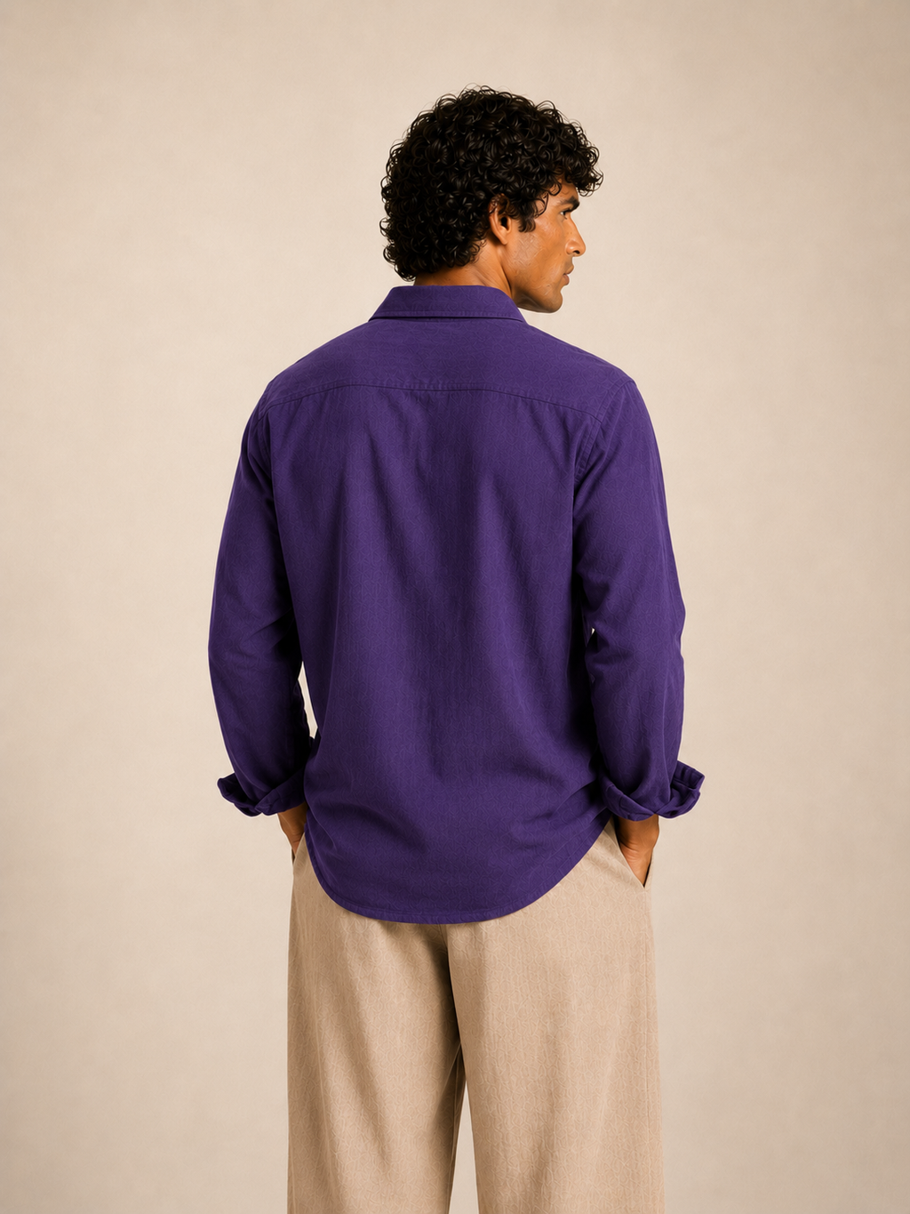Cotton Chambray Shirt- Purple