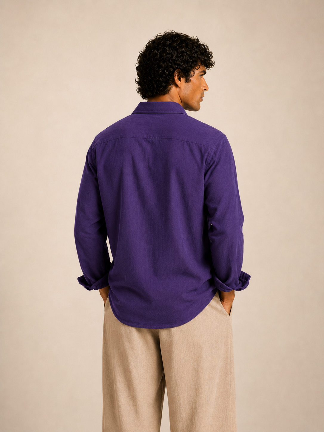 Cotton Chambray Shirt- Purple