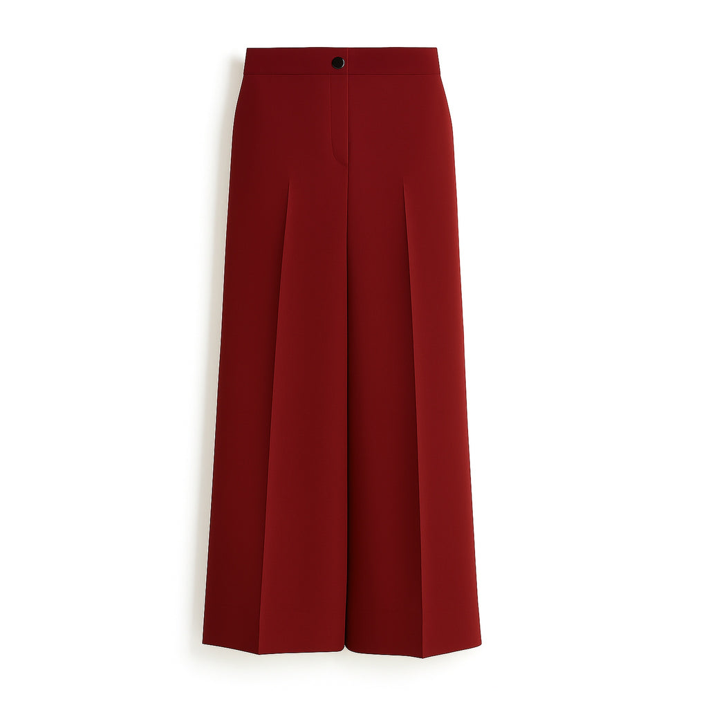 Straight Fit Wide Leg Trouser - Wine