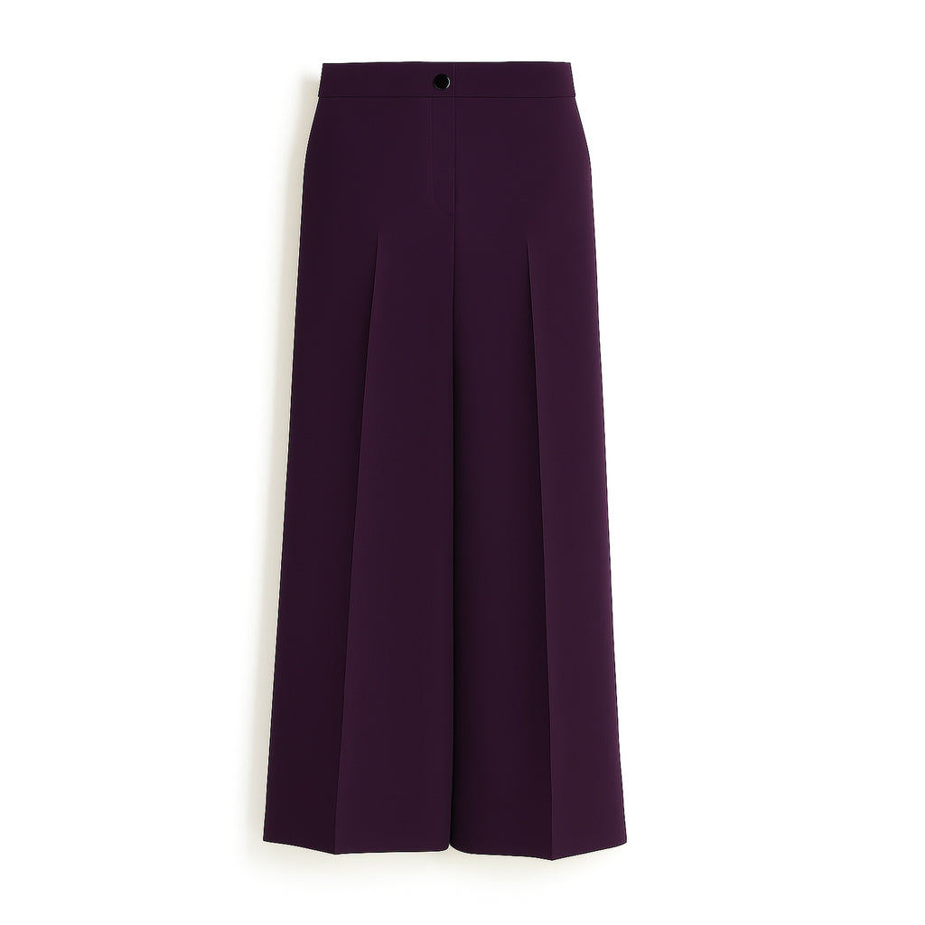 Straight Fit Trousers with Wide Leg - Midnight Purple