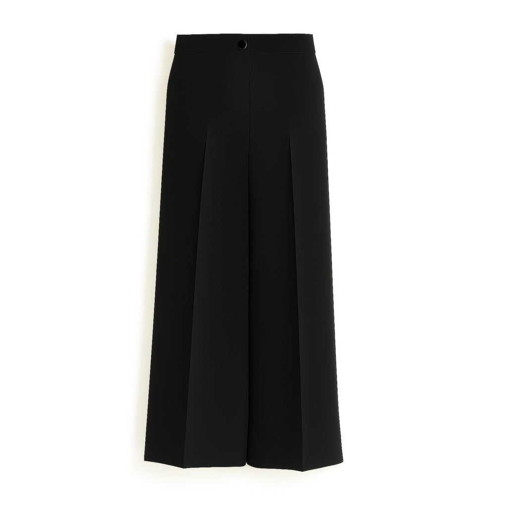 Straight Fit Trouser with Wide Leg - Black