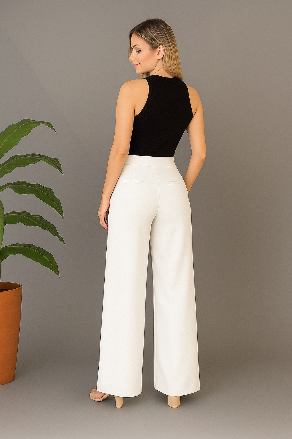 Straight Fit Wide Leg Pants