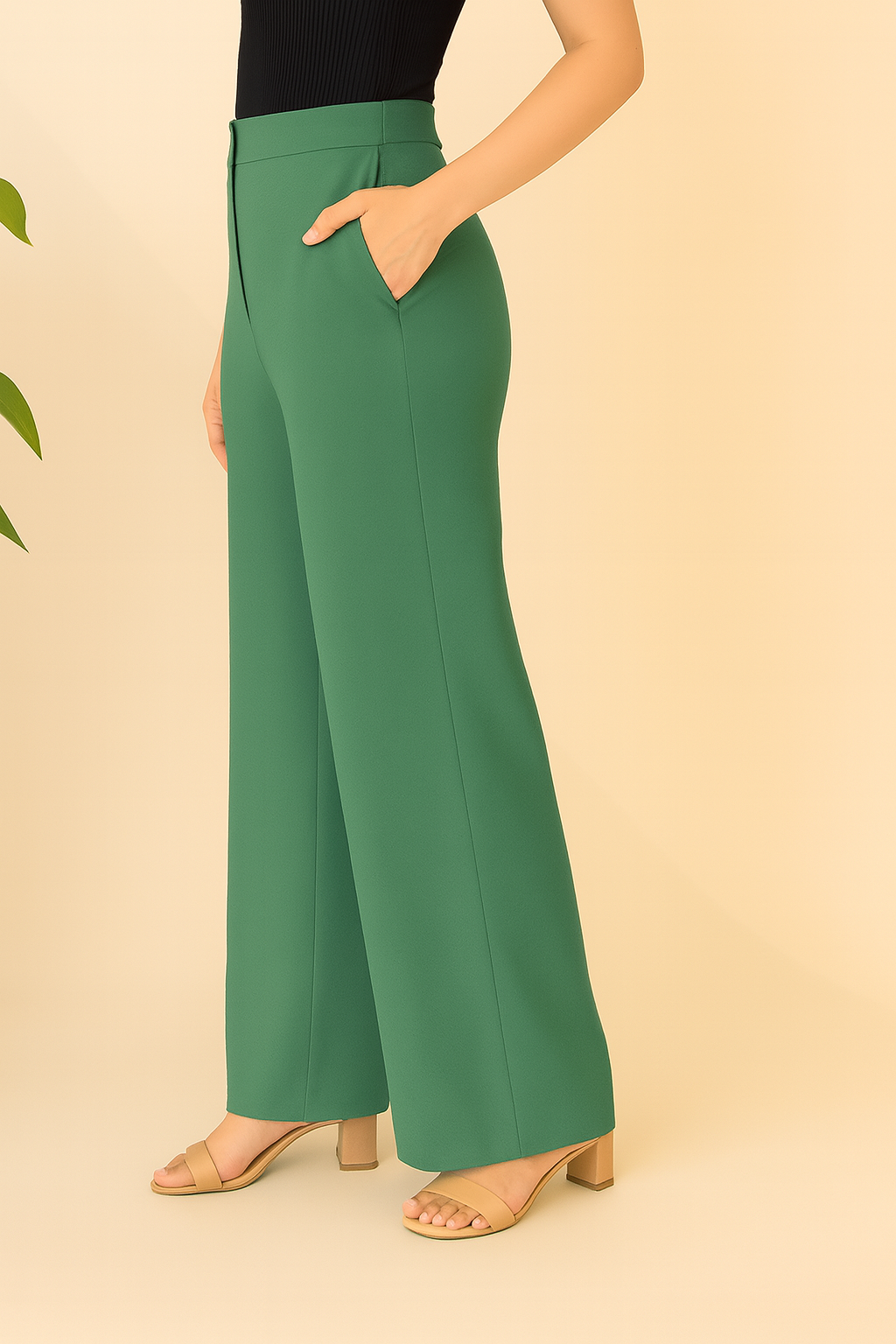 Straight Fit Wide Leg Pants