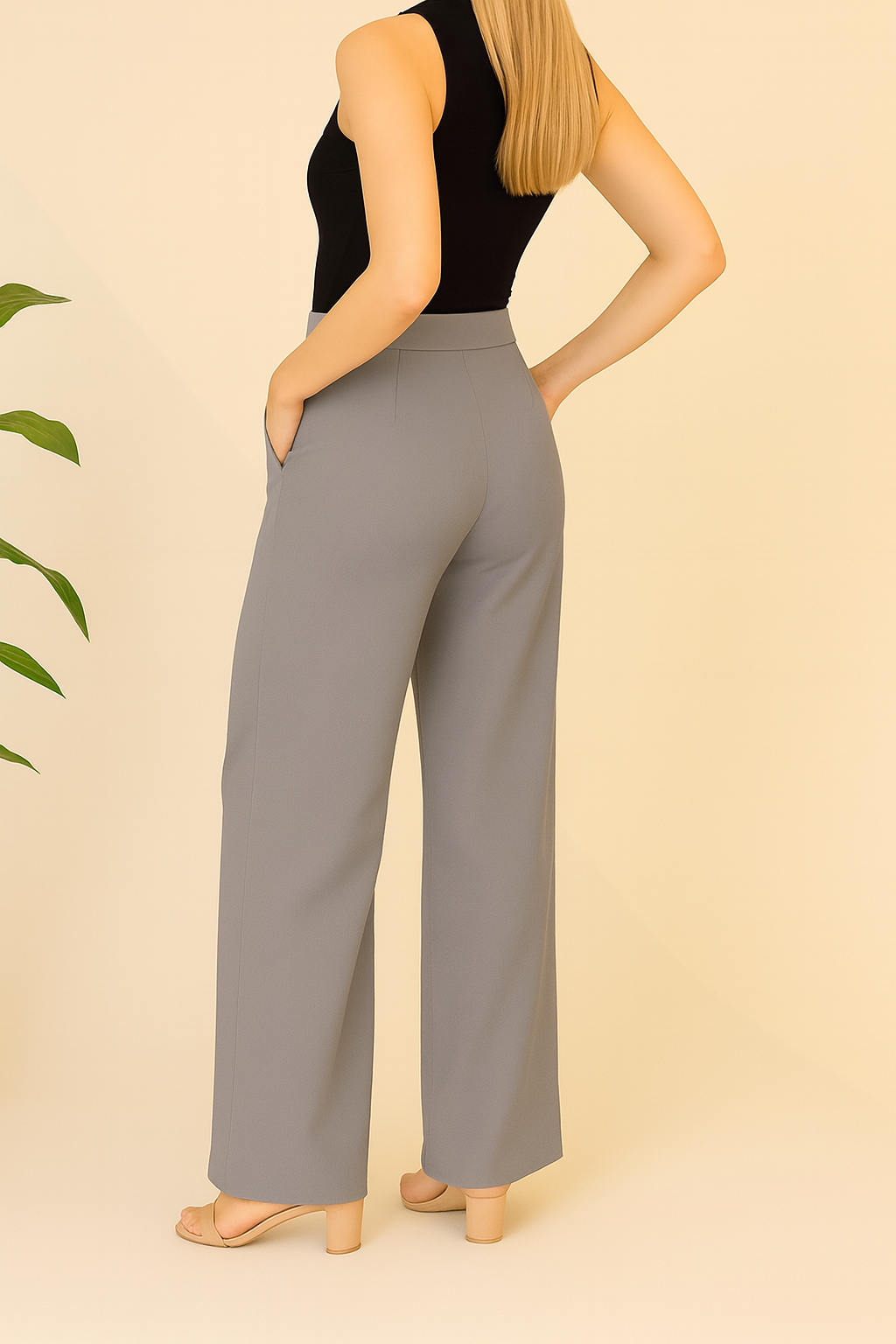 Straight Fit Wide Leg Pants