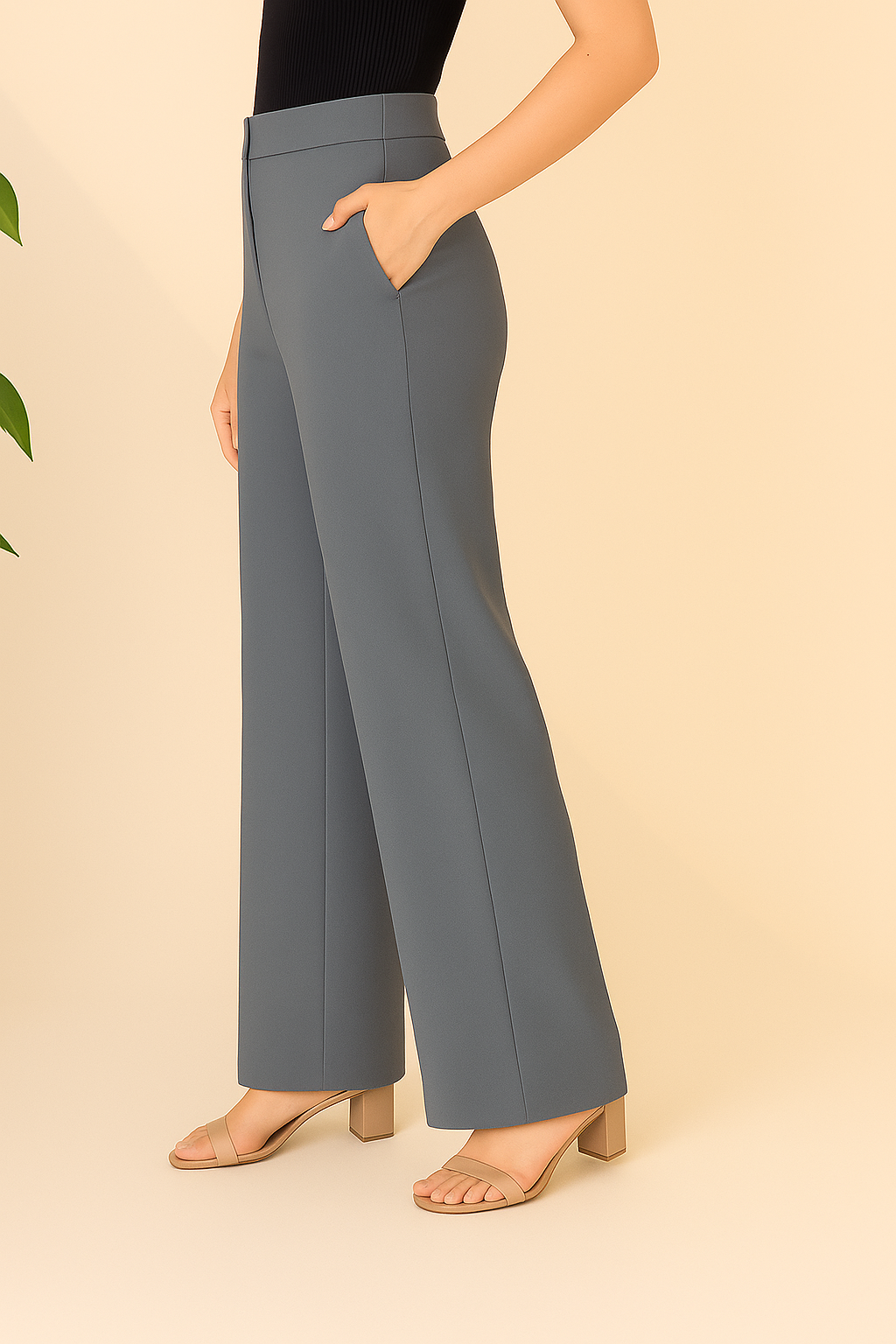 Straight Fit Wide Leg Pants