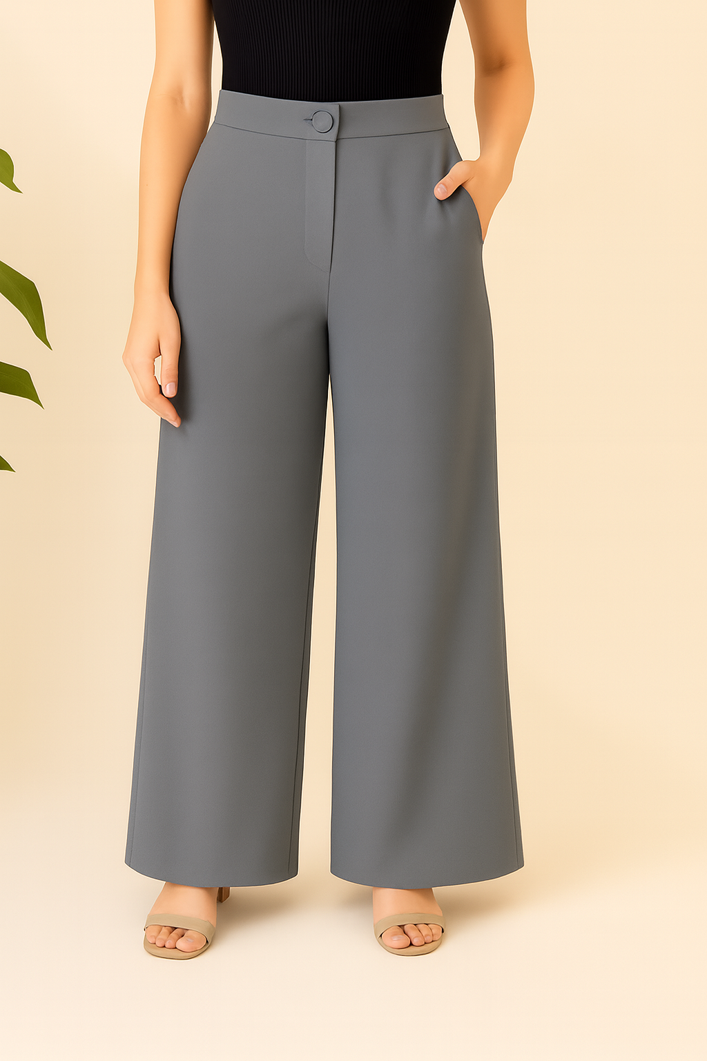 Straight Fit Wide Leg Pants