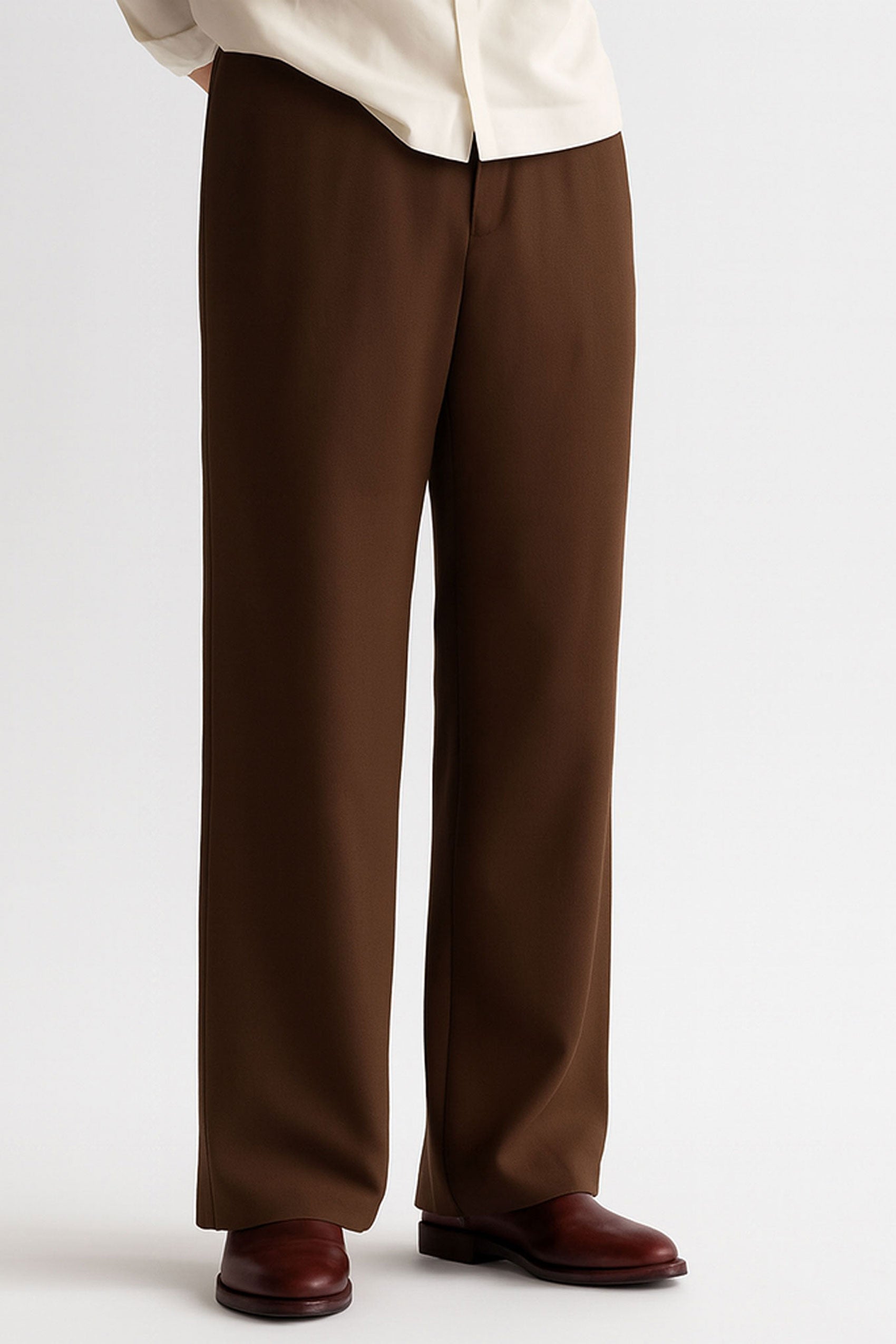 Men Straight Fit Trouser-Brown