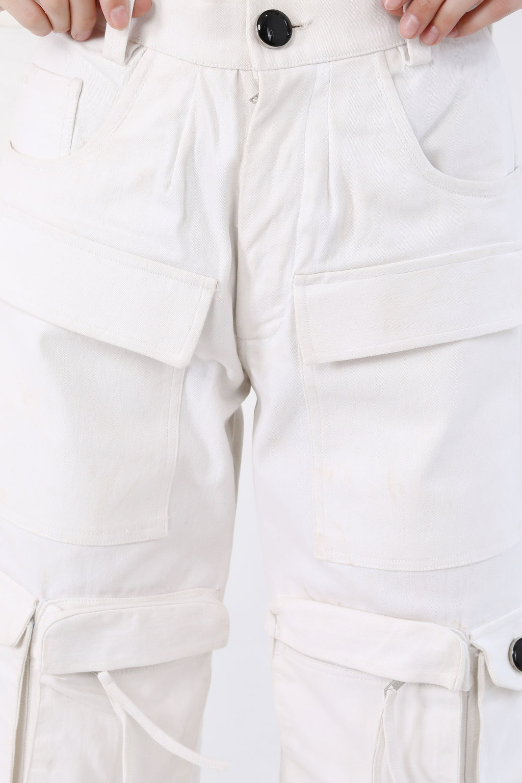 White Denim Cargos with Wide Leg
