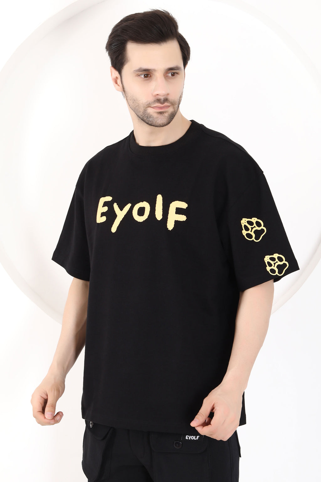 Men Puff Printed Wolf Tshirt
