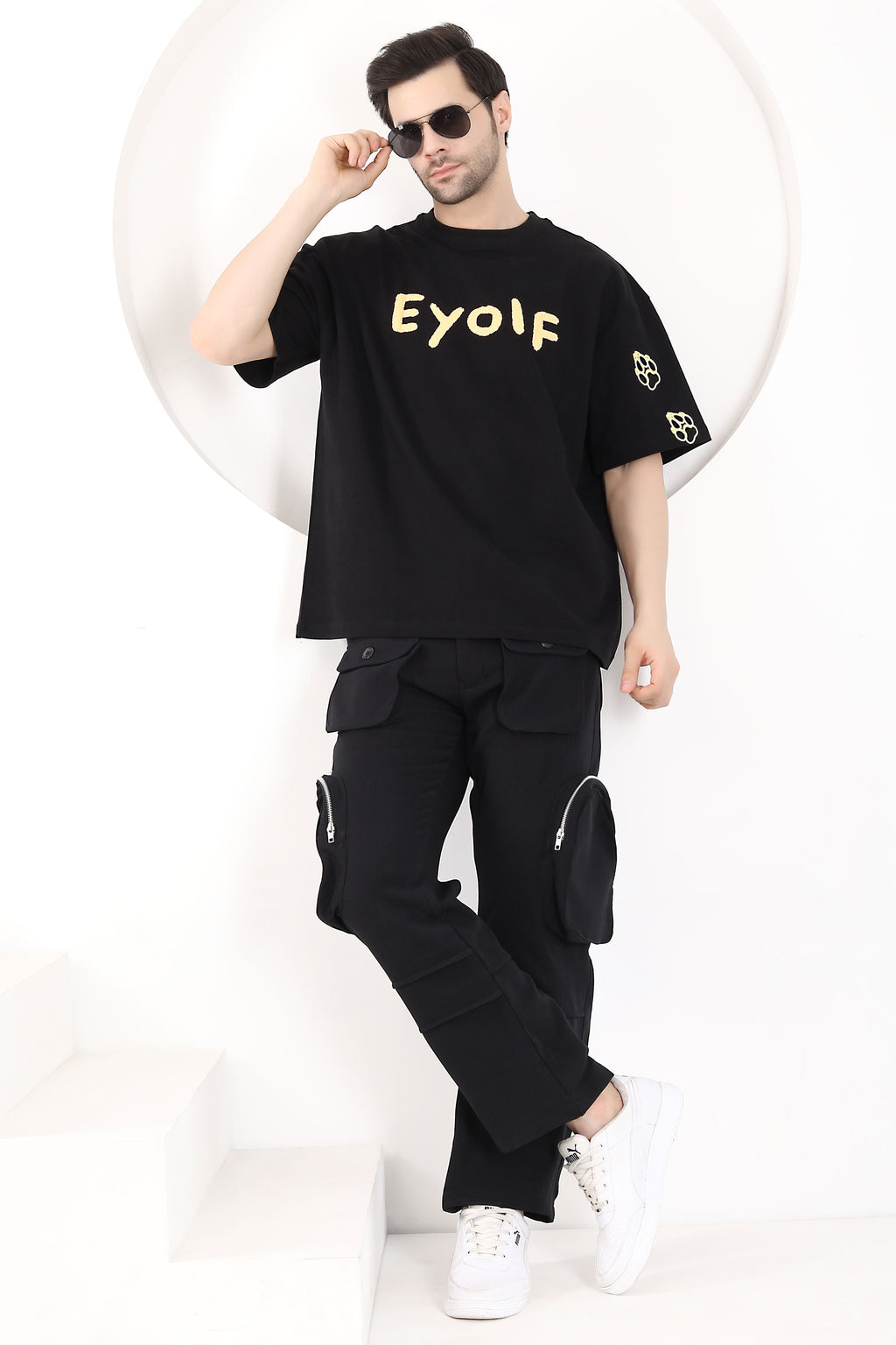 Men Puff Printed Wolf Tshirt