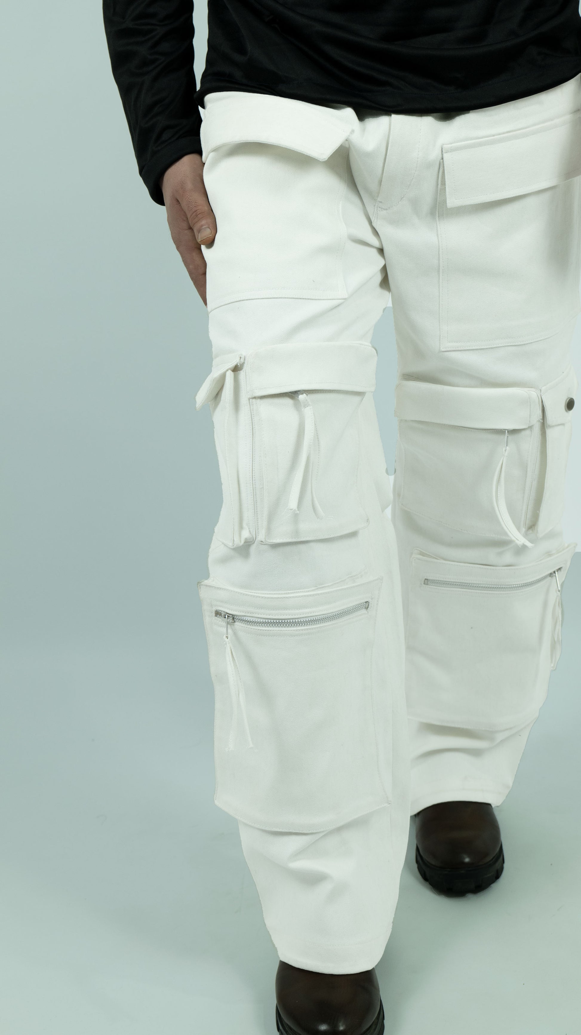 Men 8 Pocket Heavy Denim Cargos