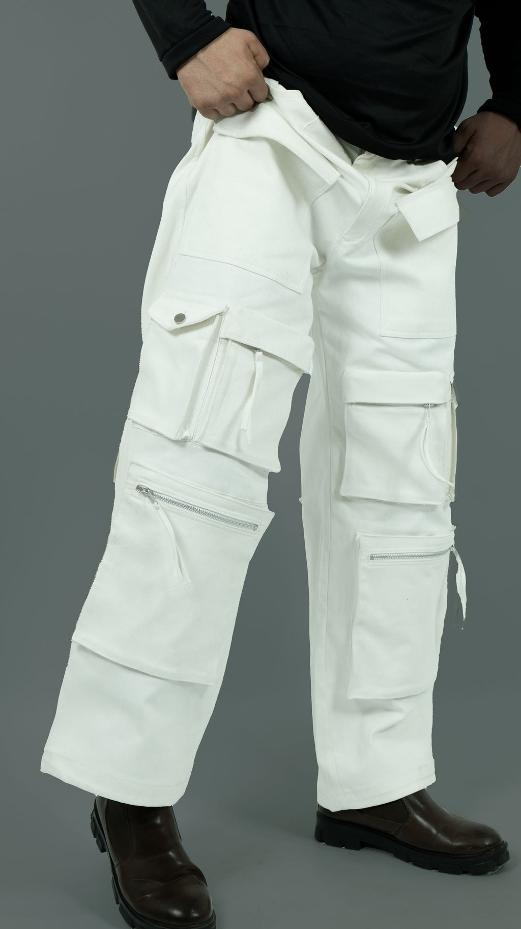 Men 8 Pocket Heavy Denim Cargos