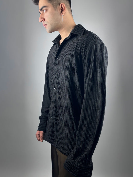 Eyolf Knit Texture Shirt - Black