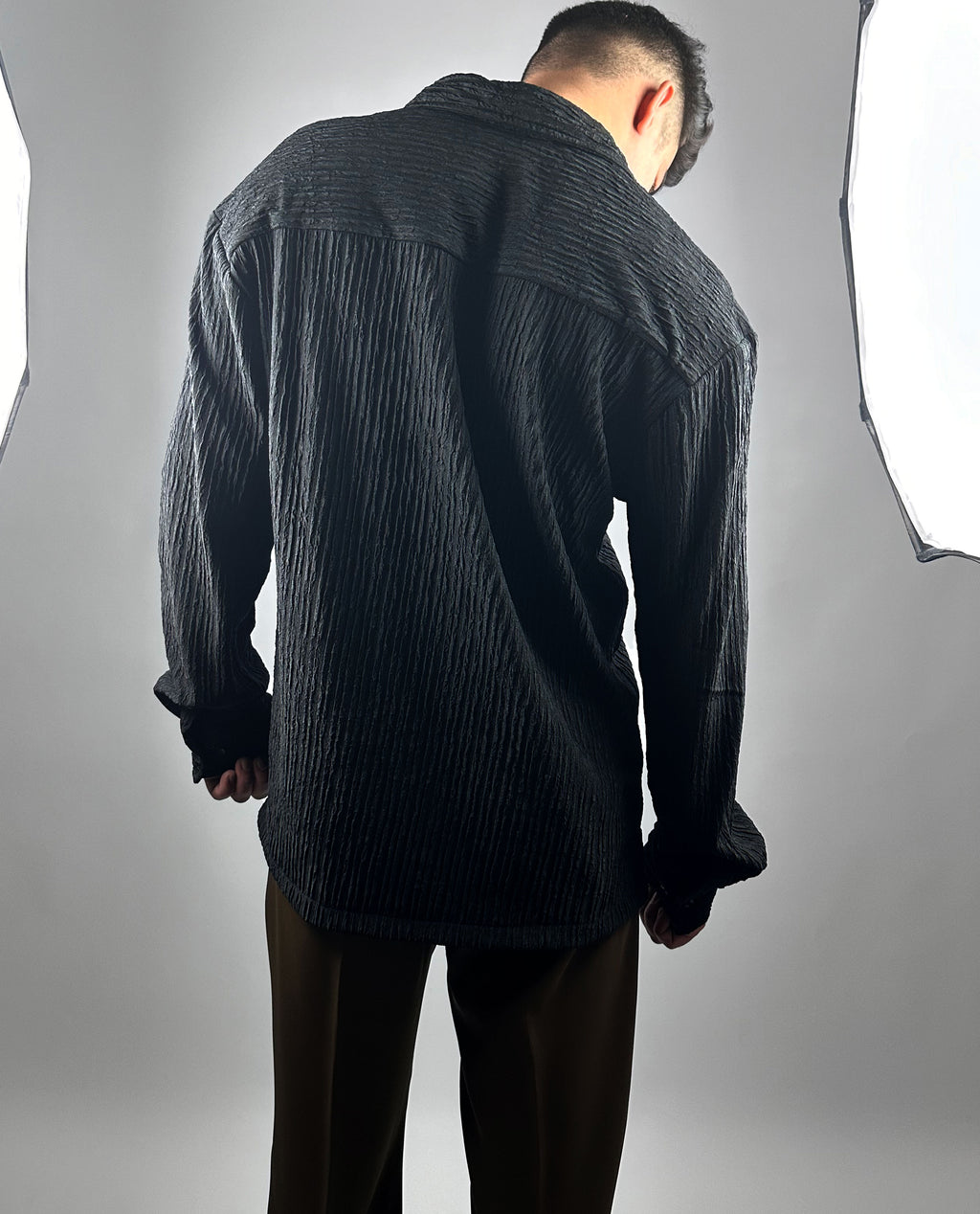 Men Texture Black Shirt