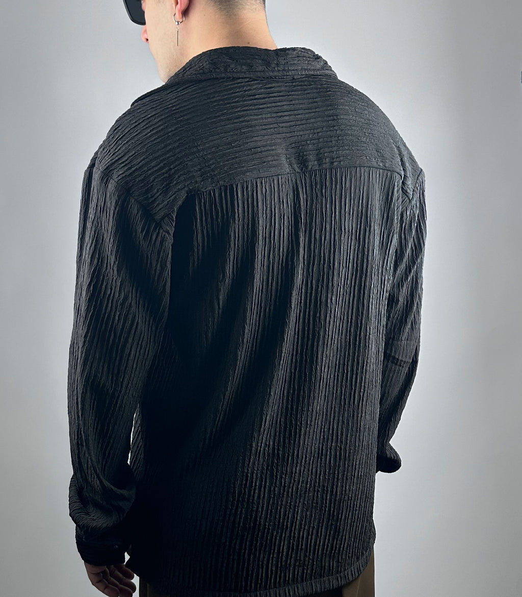 Men Texture Black Shirt