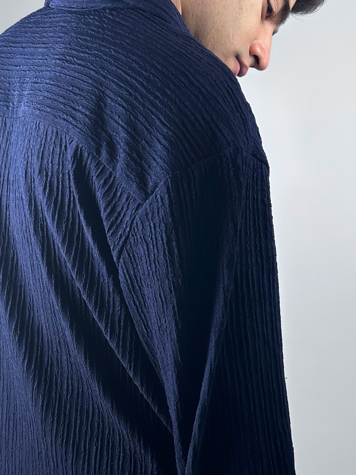 Eyolf Knit Texture Shirt - Navy Blue