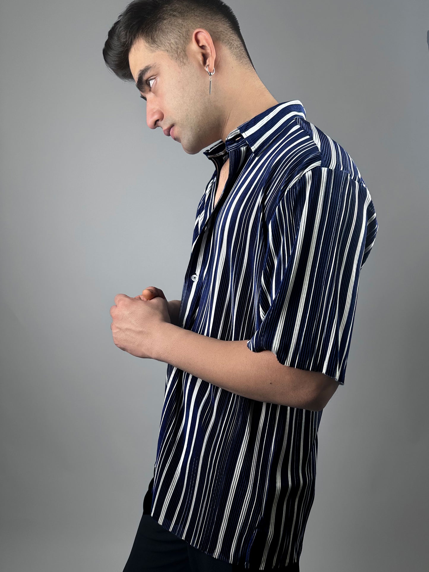 Eyolf  Blue-White Unisex Striped Shirt