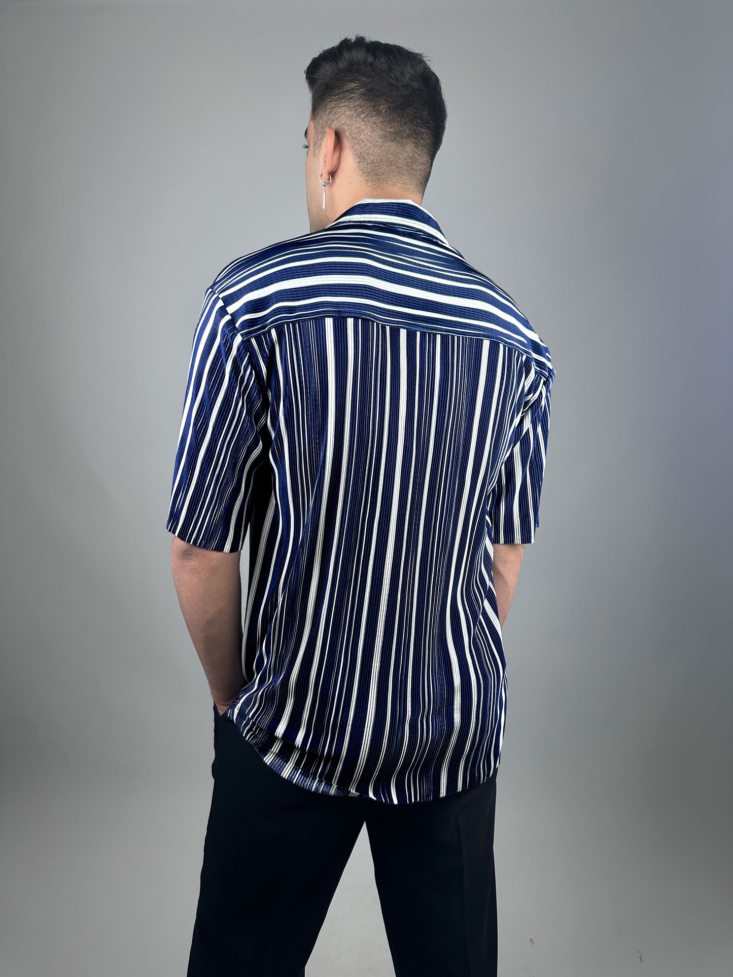 Eyolf  Blue-White Unisex Striped Shirt