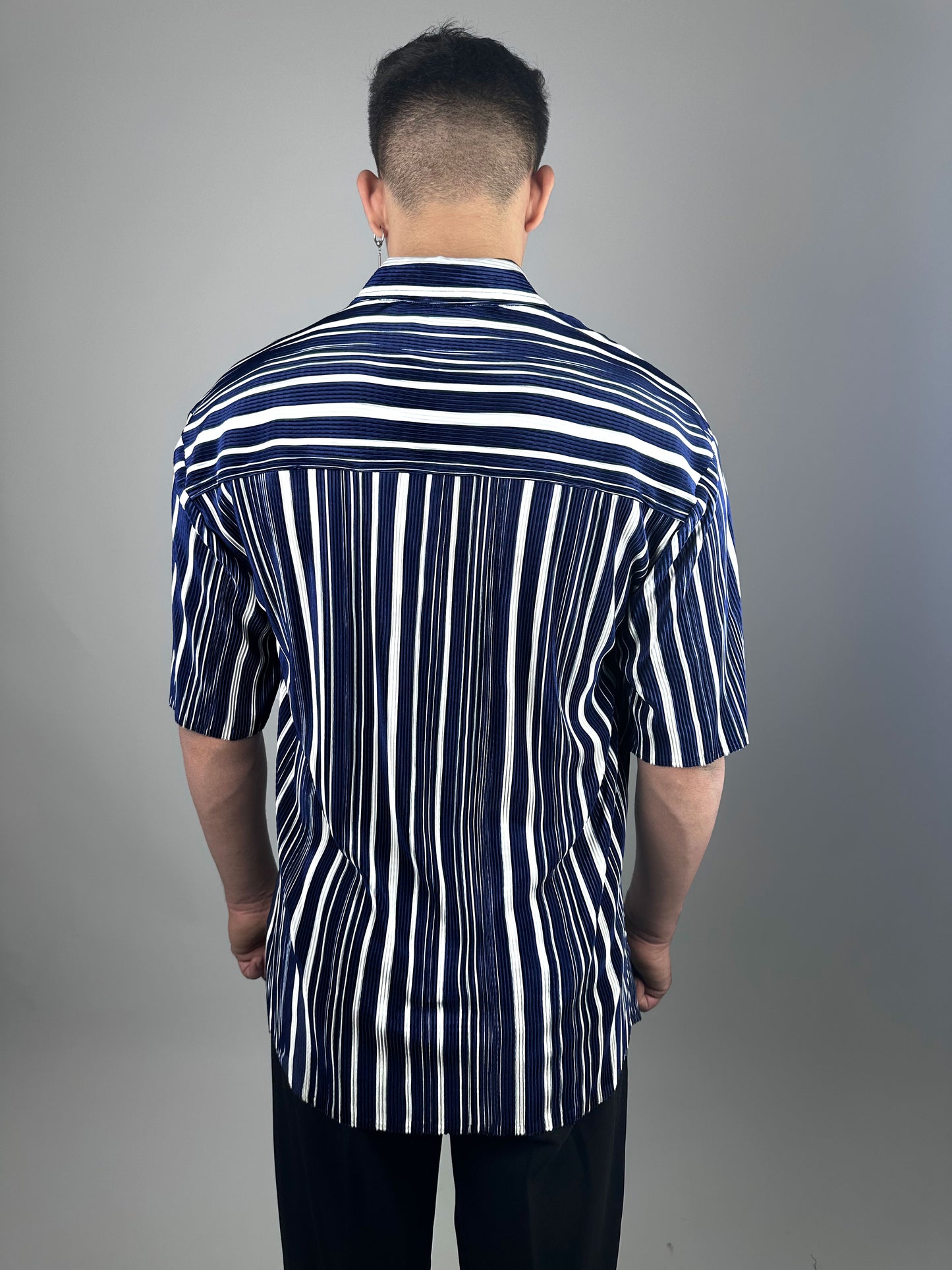 Eyolf  Blue-White Unisex Striped Shirt